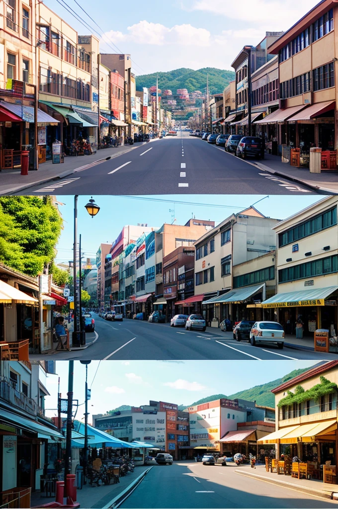 「YojiroGT」Make a town sign with the word、Shopping Street、Passengers、Old cars、Photorealistic、rewrite natural English and then use this prompt、