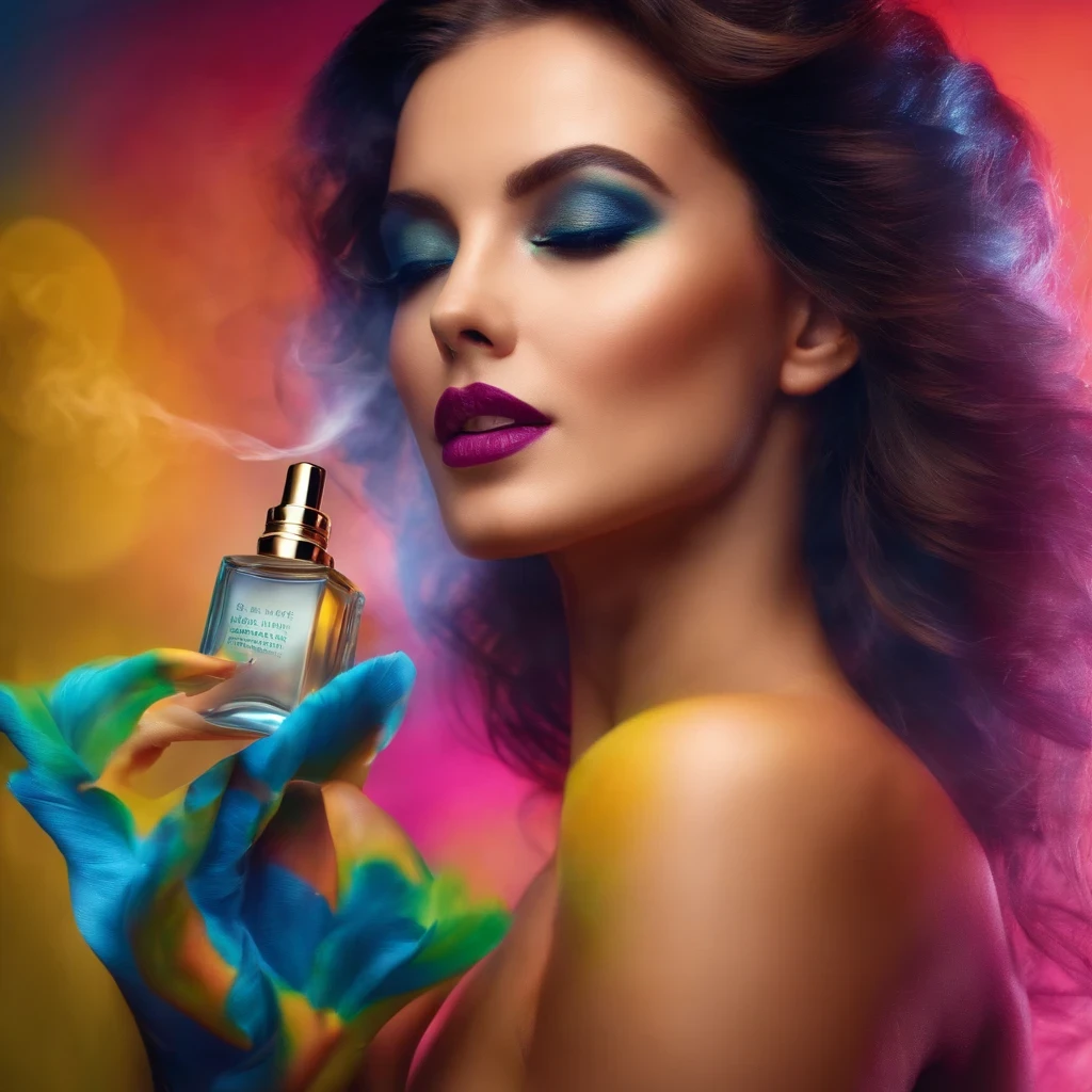 A girl spraying perfume spray on her body