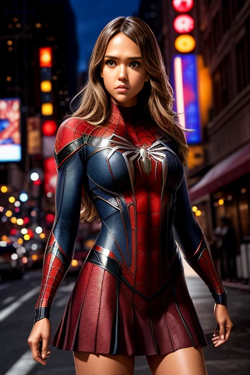 Jessica Alba、マーベルコミックの映画Poster、so beautiful、Movies about Spider-Man、sexy、whole body、Wearing a skirt、Premiere Date、Poster、belly buttonを突き出す、new york、She's wearing a ripped Spiderman suit、The suit is torn、Wearing a skirt、Red and black color scheme、dynamic、masterpiece、highest quality、Super detailed、Very detailed、Delicate and beautiful shine、Ultra-high resolution、Cinematic、break、breakドロップ、(Torn clothes:1.5)、(Wet clothes:1.4)、Bare shoulders、Real Rain、Wet Hair、belly button、Exposed Skin、sexyな肩を披露