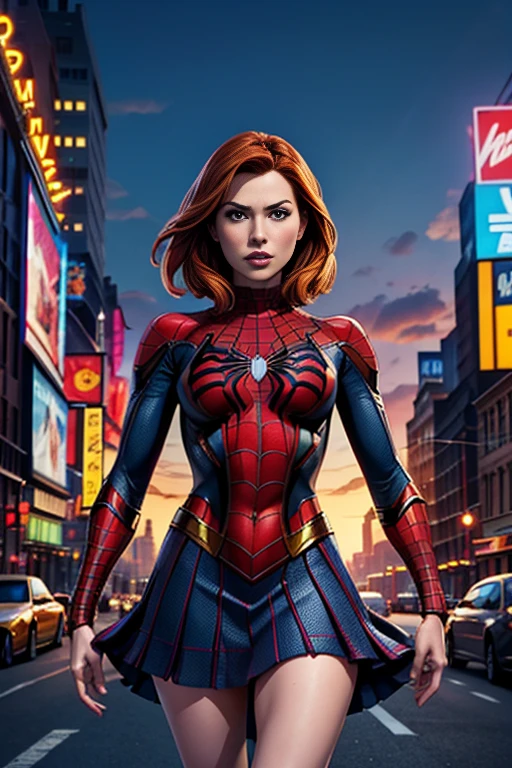 Karen Gillan、マーベルコミックの映画Poster、so beautiful、Movies about Spider-Man、sexy、whole body、Wearing a skirt、Premiere Date、Poster、belly buttonを突き出す、new york、She&#39;s wearing a ripped Spiderman suit、The suit is torn、Wearing a skirt、Red and black color scheme、dynamic、masterpiece、highest quality、Super detailed、Very detailed、Delicate and beautiful shine、Ultra-high resolution、Cinematic、break、breakドロップ、(Torn clothes:1.5)、(Wet clothes:1.4)、Bare shoulders、Real Rain、Wet Hair、belly button、Exposed Skin、sexyな肩を披露