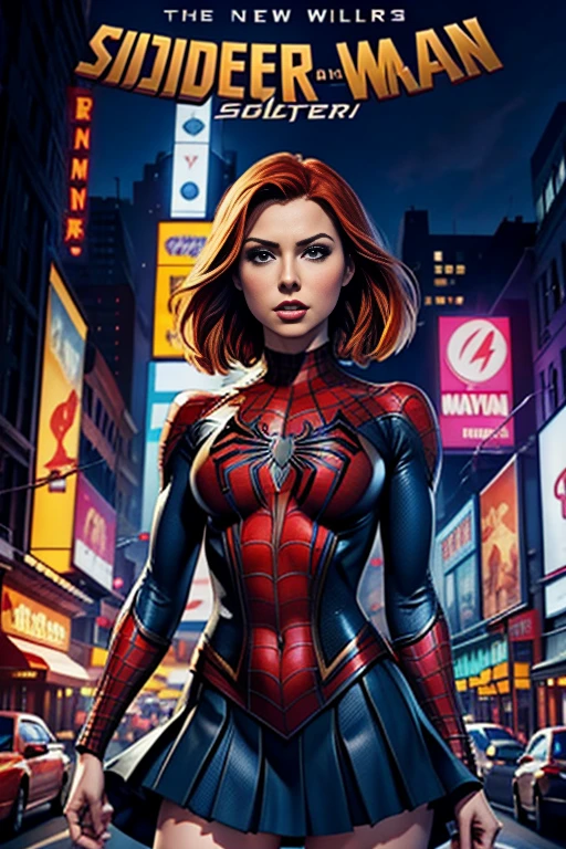 Karen Gillan、マーベルコミックの映画Poster、so beautiful、Movies about Spider-Man、sexy、whole body、Wearing a skirt、Premiere Date、Poster、belly buttonを突き出す、new york、She's wearing a ripped Spiderman suit、The suit is torn、Wearing a skirt、Red and black color scheme、dynamic、masterpiece、highest quality、Super detailed、Very detailed、Delicate and beautiful shine、Ultra-high resolution、Cinematic、break、breakドロップ、(Torn clothes:1.5)、(Wet clothes:1.4)、Bare shoulders、Real Rain、Wet Hair、belly button、Exposed Skin、sexyな肩を披露