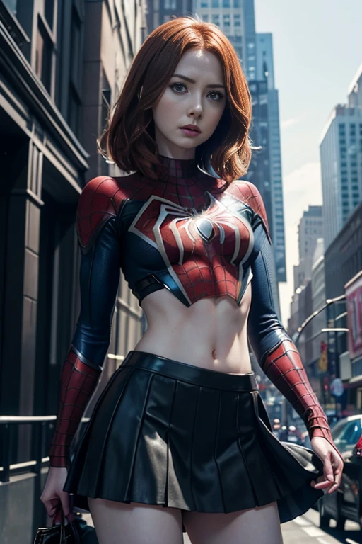 Karen Gillan、マーベルコミックの映画Poster、so beautiful、Movies about Spider-Man、sexy、whole body、Wearing a skirt、Premiere Date、Poster、belly buttonを突き出す、new york、She's wearing a ripped Spiderman suit、The suit is torn、Wearing a skirt、Red and black color scheme、dynamic、masterpiece、highest quality、Super detailed、Very detailed、Delicate and beautiful shine、Ultra-high resolution、Cinematic、break、breakドロップ、(Torn clothes:1.5)、(Wet clothes:1.4)、Bare shoulders、Real Rain、Wet Hair、belly button、Exposed Skin、sexyな肩を披露