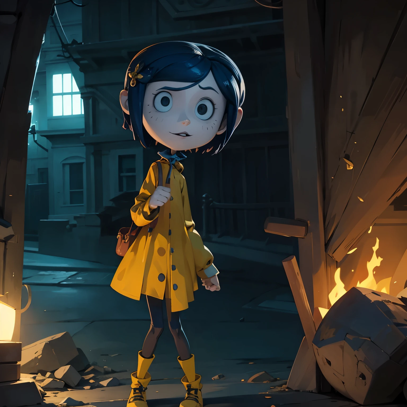 Coraline fazendo xixi desesperada na rua 