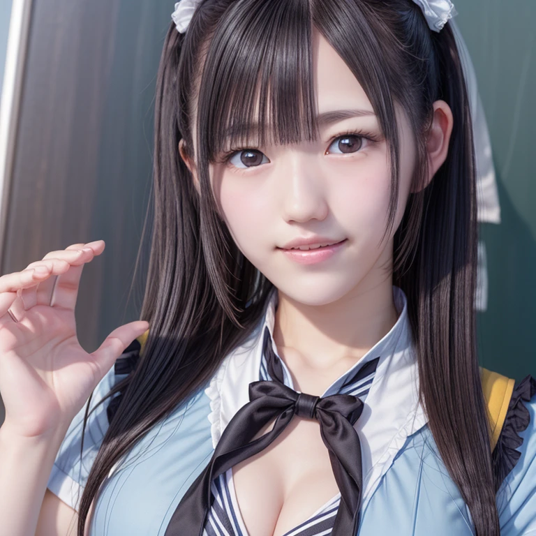 (((RAW image quality:1.4))), 3D,Detailed CG footage,(table top:1.3),(highest quality:1.2),8k,absurd,unity 8k wallpaper,(very detailed:1.3),first class,realistic, blurred background, blurred foreground, ((3 girls:1.4)),16 years old,Japanese,black haired,(Beautiful moisturized eyes shining blue:1.4),(long ribbon hair ornament:1.1),(neon light:1.1),(Cute idol white uniform),(Contains a check pattern:1.1),frown,(dynamic Pose:1.1),(floating hair:1.2),(nffsw:1.2),(psychedelic:1.2),dynamic Pose,(electric wire:1.1),(light:1.2),abdomen,stage,(music:1.2),cable,神のlight,(indoor:1.2),From the side,(musical instrument:0.7),fanaticism,Passionate,full of energy,That's horrible,To be paralysed,cheer up,dynamic,thrilling,explosives,Be excited,(a large crowd gathers:1.2),light,,neon light,(music:1.1),look at the audience,big breasts,big breasts thin waist,biologically correct,