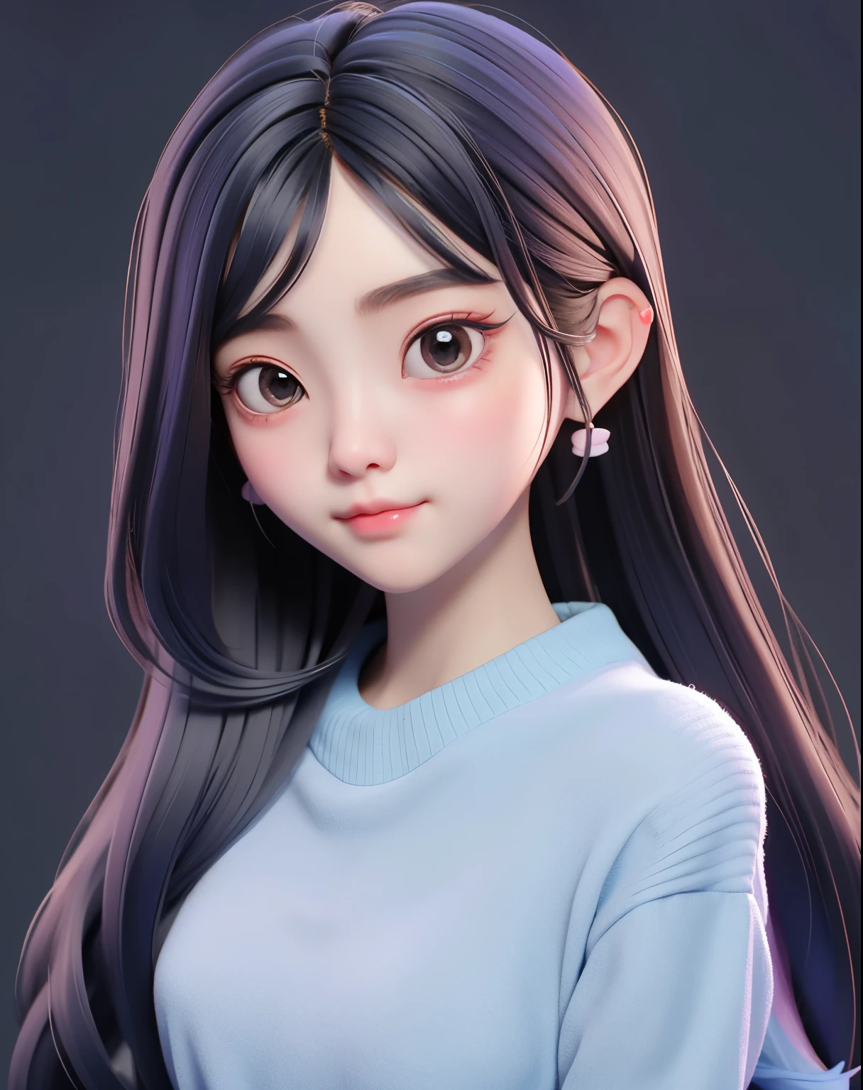 arafed asian woman with long hair and blue sweater posing for a picture, ruan cute vtuber, girl cute-fine-face, 🤤 girl portrait, young cute wan asian face, young and cute girl, with cute - fine - face, ulzzang, dilraba dilmurat, she has a cute face, cute kawaii girl