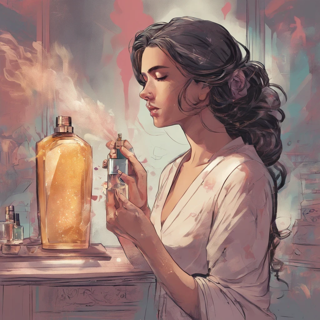 A girl erasing perfume spray on her body