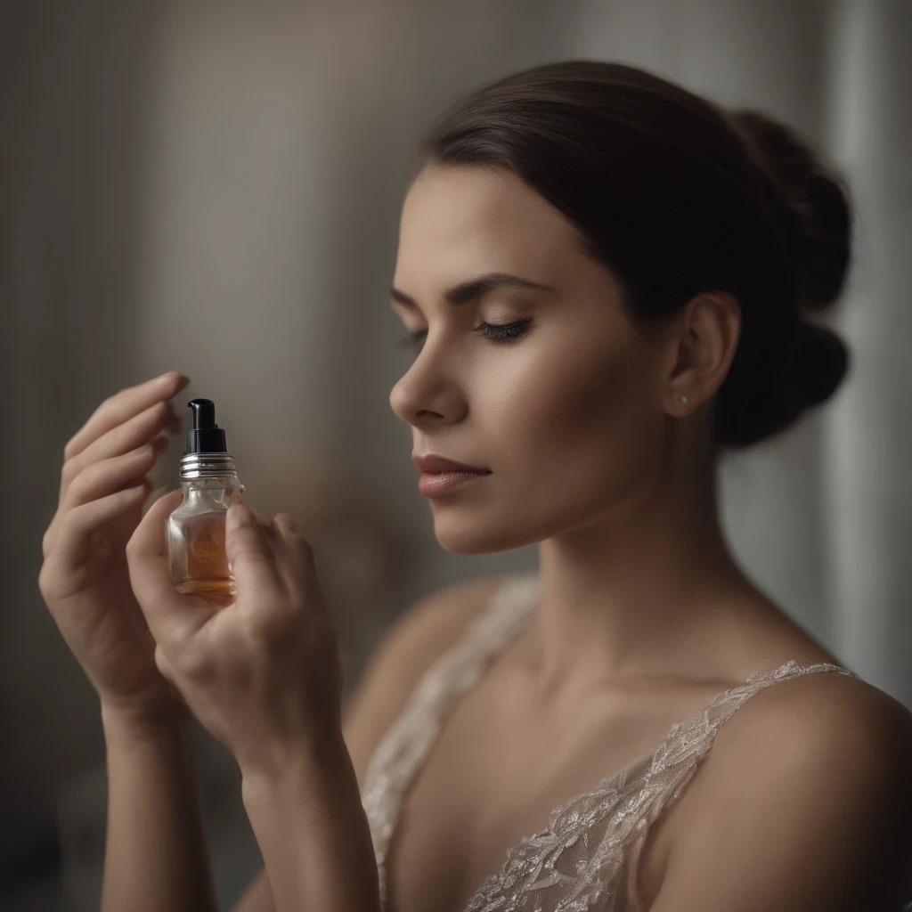 A girl erasing perfume spray on her body