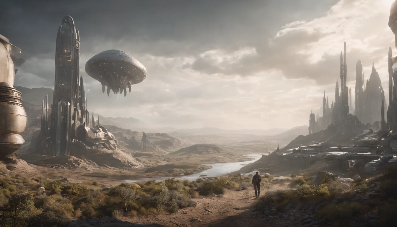 Urban complexes, science fiction landscape, surreal sci fi set design, sci-fiish landscape, concept art 8 k, sci-fiish landscape, sci-fiish landscape, Dystopian alien landscape, wide angle scifi landscape, science fiction digital art