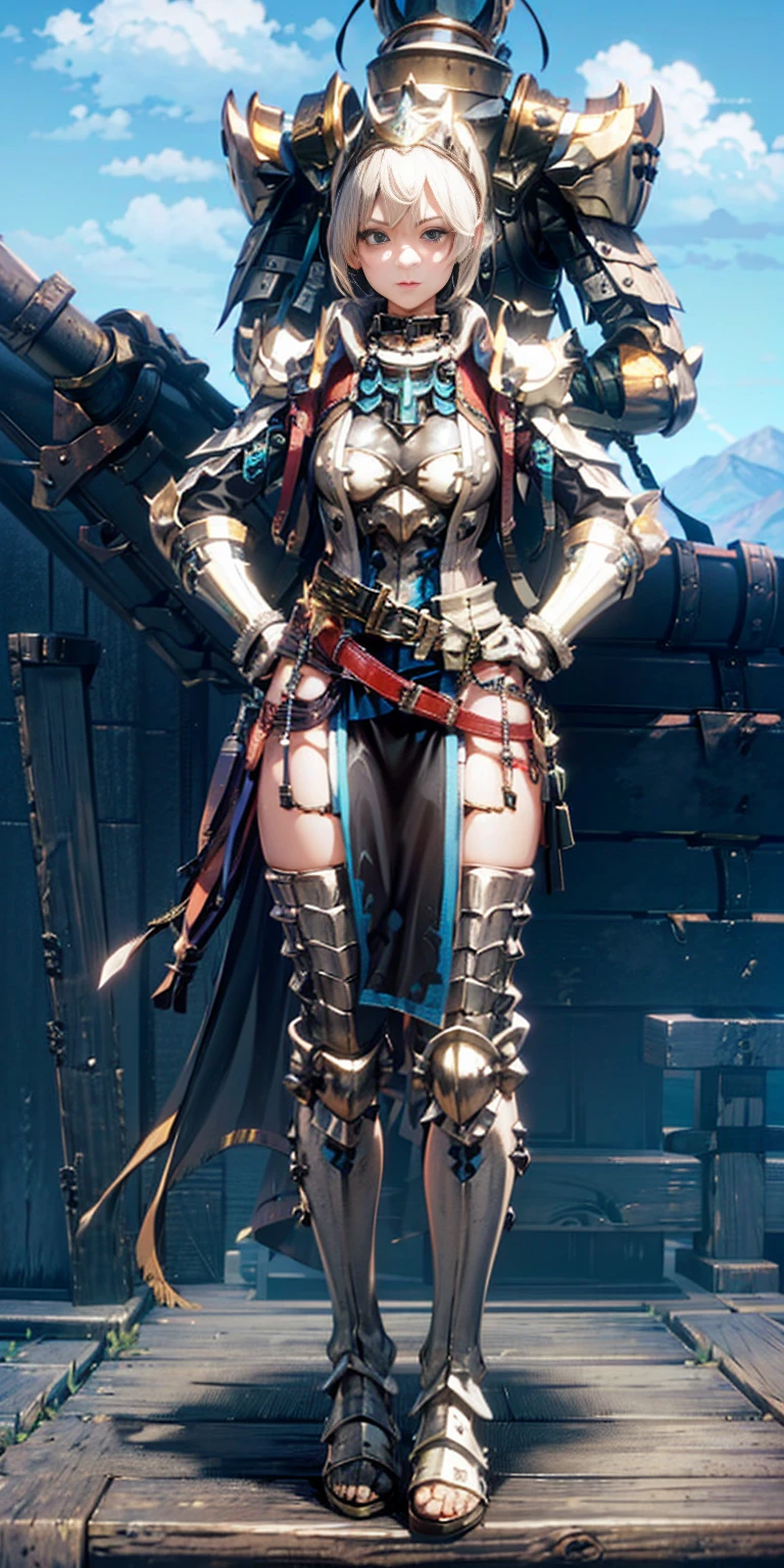 full body, whole body. 1solo (girl). slave fighter, loincloth standing, hands on hips full body, whole body. 1solo (girl). slave fighter, loincloth standing, hands on hips, metal sandals, backpack, choker, big belt, view from below, feet together, bracers, tiara