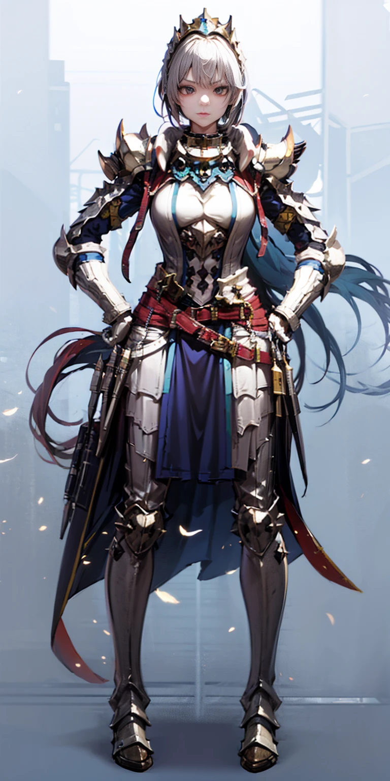 full body, whole body. 1solo (girl). slave fighter, loincloth standing, hands on hips full body, whole body. 1solo (girl). slave fighter, loincloth standing, hands on hips, metal sandals, backpack, choker, big belt, view from below, feet together, bracers, tiara