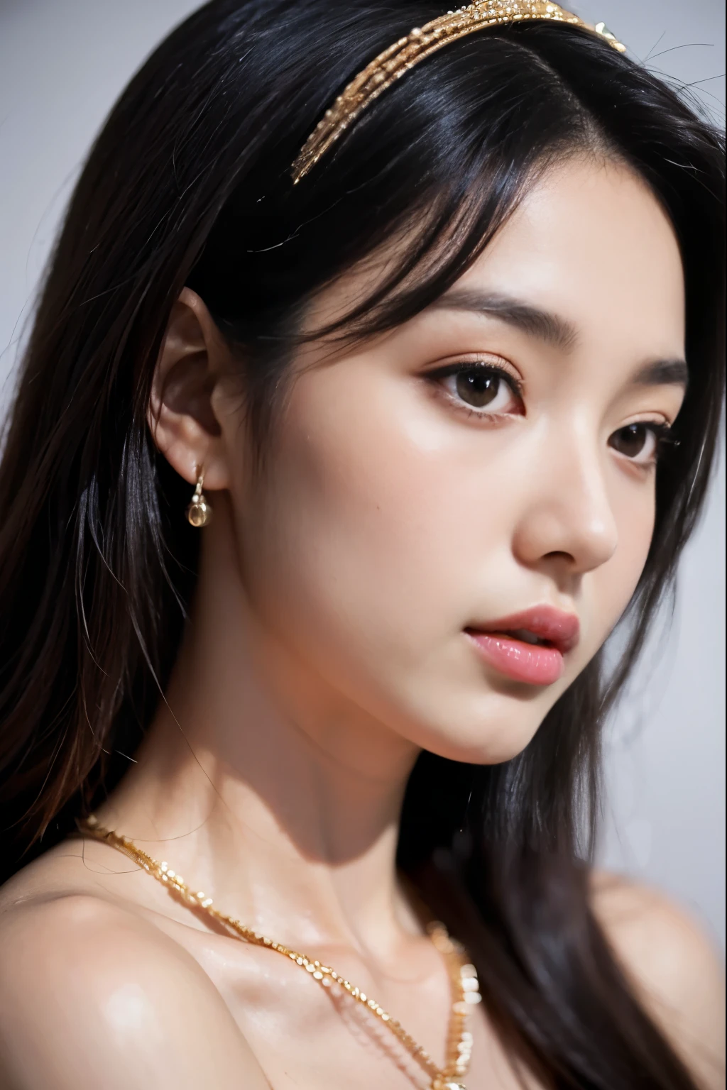 (masterpiece:1.3), (8 thousand, realistic, RAW photos, best quality: 1.4), (1 woman),(very sexy), (Beautiful makeover), (유난히 아름다운 realistic 얼굴), (Build a beautiful body) , (beautiful face), (beautiful face), (long eyelashes), (double eyelid), (realistic face), (black hair. parted, long hair:1.3), (아름다운 parted스타일), (realistic eyes), (really beautiful and delicate eyes), (beautiful and big breasts),(realistic skin), (beautiful skin), (absurd), (attractive), (ultra high resolution), (extremely realistic), (very detailed), (golden ratio), (necklace), (earring), (So beautiful and sexy)