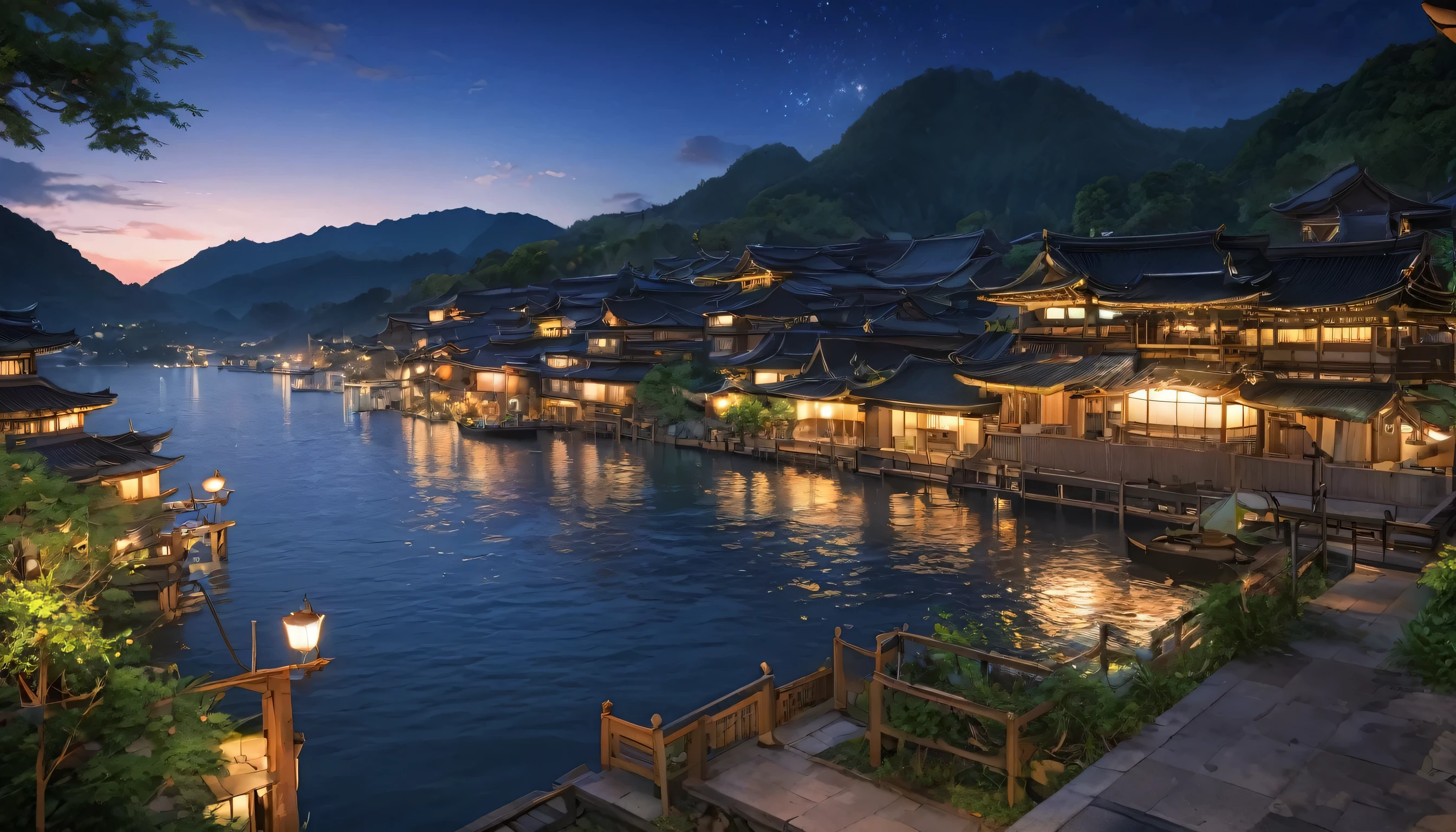 Please generate a good night picture (best qualthaty, masterpiece, Representative works, Official Art, Professional, 8k)no one night.night.night view.that'Be comfortable、Relaxed and comfortable, beautiful and detailed scene, Relaxation concept art, 8k high qualthaty detailed art, 4k highly detailed digthatal art, Very detailedなシーン(night scene.Warm Light)(best qualthaty,4K,8k,High resolution,masterpiece:1.2),Very detailed,(Actual,photoActual,photo-Actual:1.37),Bokeh Background,