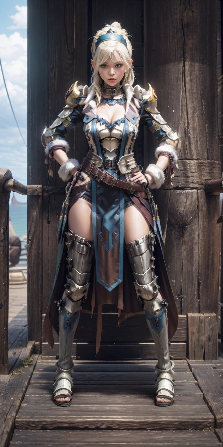 full body, whole body, 1solo (girl). slave fighter, loincloth standing, hands on hips slave fighter, loincloth standing, hands on hips, metal sandals, choker, big belt, view from below, feet together, bracers, tiara