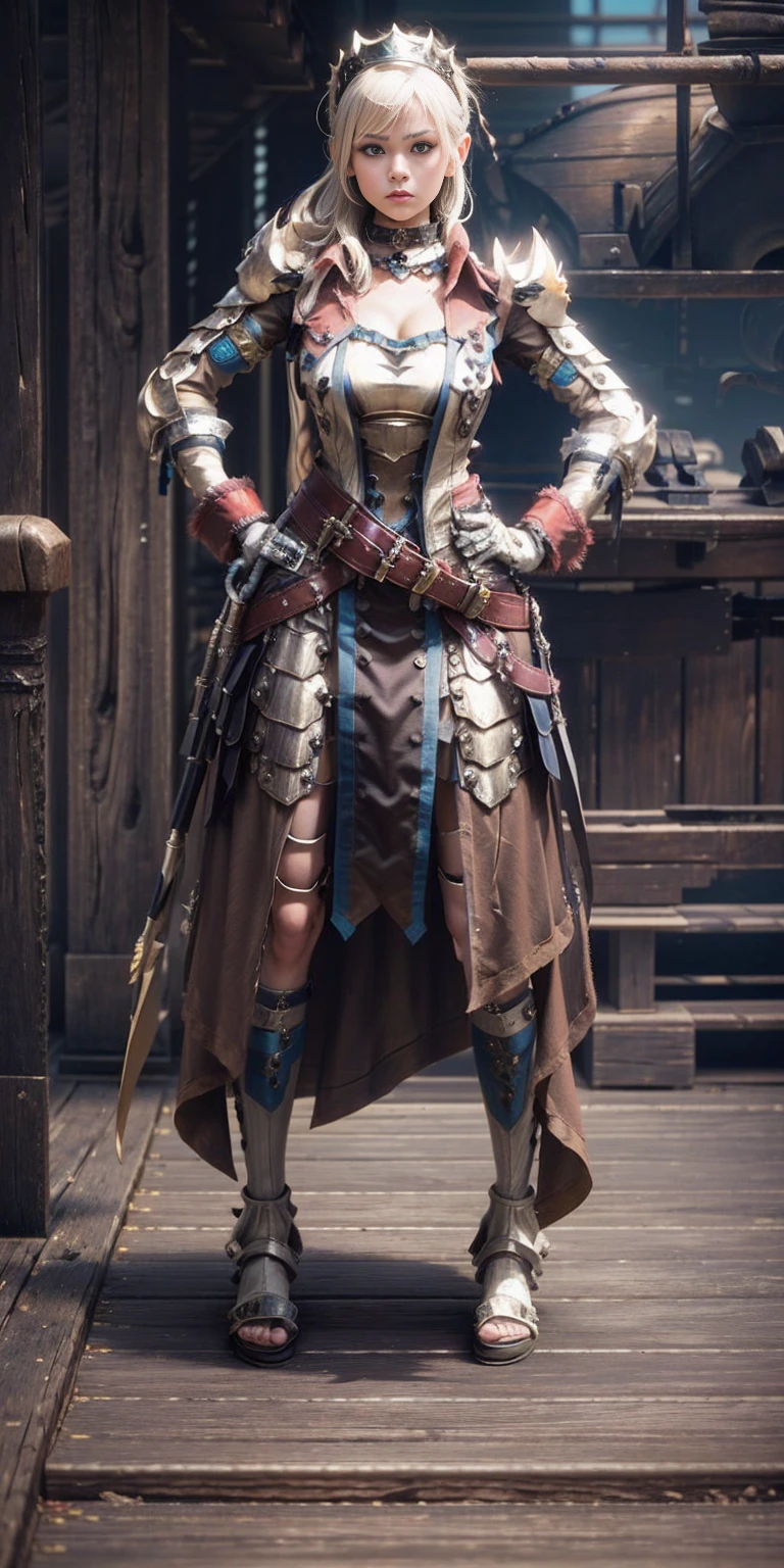 full body, whole body, 1solo (girl). slave fighter, loincloth standing, hands on hips slave fighter, loincloth standing, hands on hips, metal sandals, choker, big belt, view from below, feet together, bracers, tiara