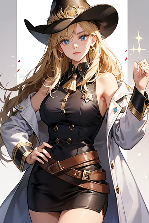 she wears a cowboy outfit, made up of a stetson and a white sleeveless jacket, along with a sheriff star on her jacket to signify her role as Jewel Land's local sheriff. SPARKLE; GLITTE