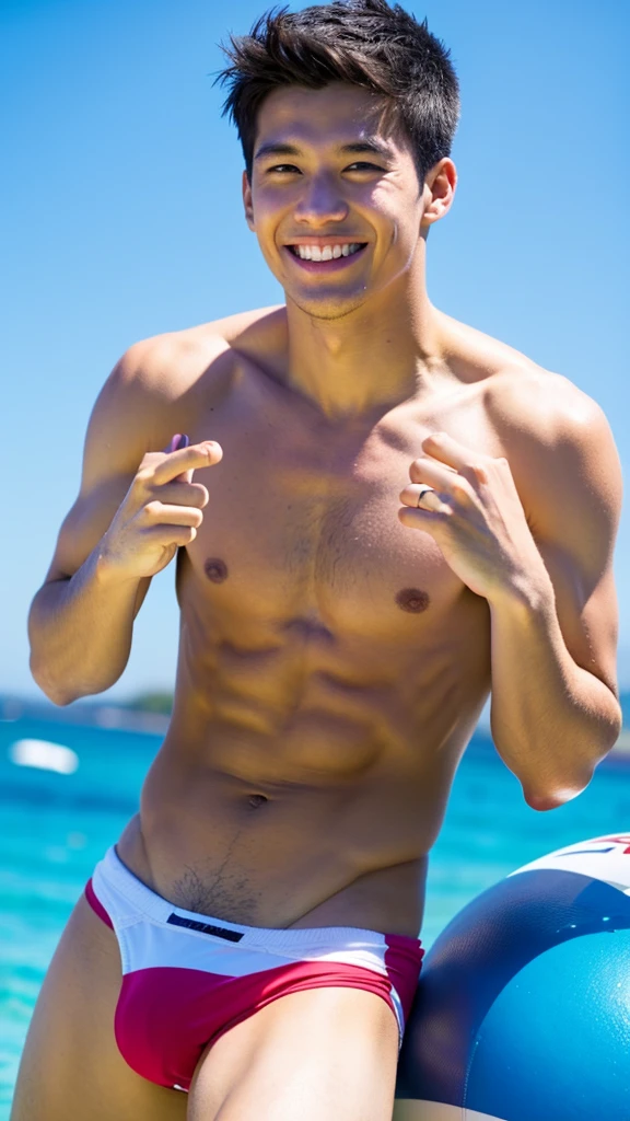 male　Age 29 swimwear hawaii lifesaver smile