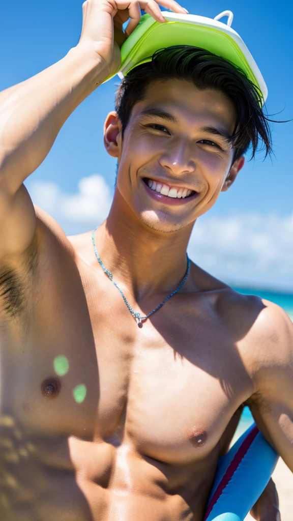 male Age 31 swimwear hawaii lifesaver smile