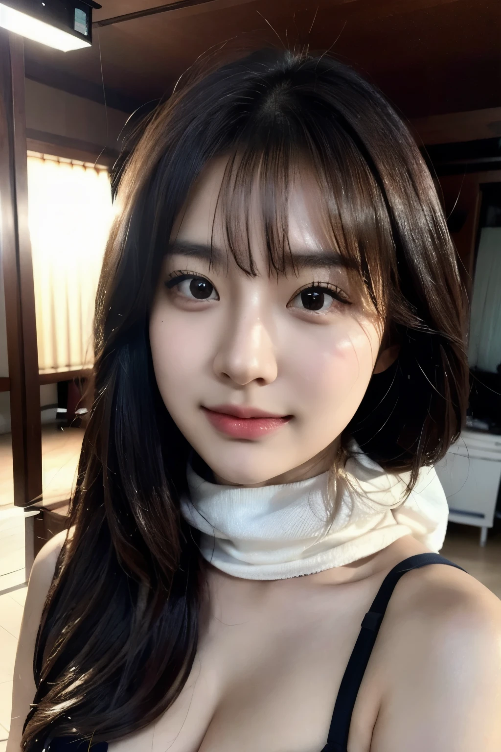 (RAW Photo、highest quality)、(Realistic、Photo realistic:1.3)、highest quality、Very detailed、masterpiece、Large Breasts、Super detailed、An illustration、One girl、Upper Body、Dynamic Angle、Bikini Wearing、Very detailed CG unified 8k wallpaper、ink、wonderful、Upper Body in the Movies、Dynamic Angle、World Mastery Theatre、Beautiful long hair、highest quality、Very detailed CG unified 8k wallpaper、ink、wonderful、Cinema lighting、Lens flare、Dunhuang style、Detailed face、Beautiful renderings of the Tang Dynasty、(Intentional facial expression:1.5)、Floating Scarf、Sony Mastershot、Inspired by Fei Danxu、Brown hair and bangs、High-res screenshots、Nico Nico Douga、Normal hand、Bright colors、Rimuru Tempest full face shot、nice studio lighting、VHS Screenshots、Beautiful exquisite face、Korean