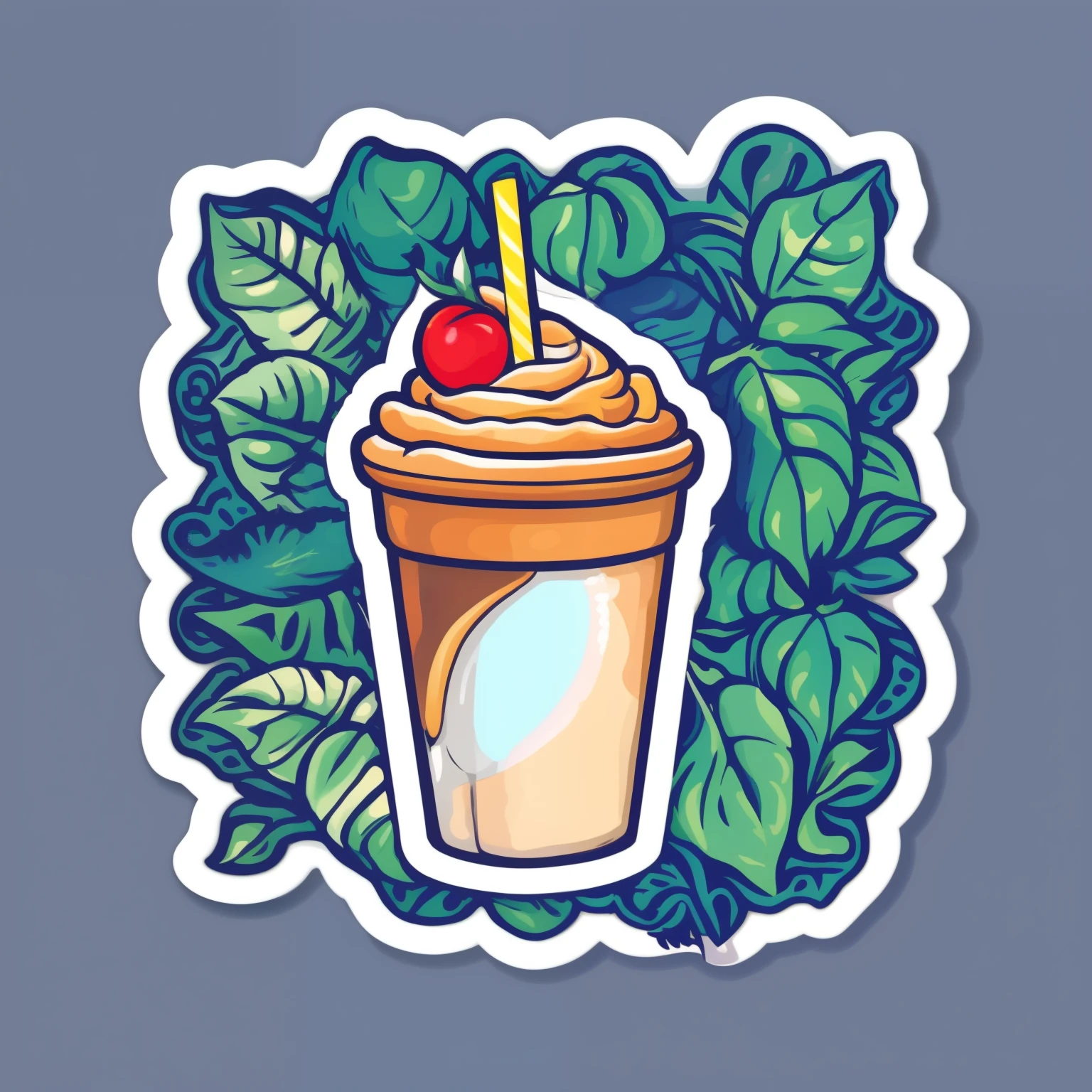 adesivo, A detailed illustration, an impression of a ((milk shake)) , respingo de flores de fantasia, design de camiseta vintage, no estilo do Studio Ghibli, dynamic flora pastel tetradic colors, ultra realistic, vetor, fofo e peculiar, arte de fantasia, efeito aquarela, Bokeh, Adobe Ilustrador, hand drawn, pintura digital, baixo poli, soft lighting, aerial view, isometric style, retro aesthetic, focado no personagem, 4k resolution, Photorealistic rendering, , pose diferente