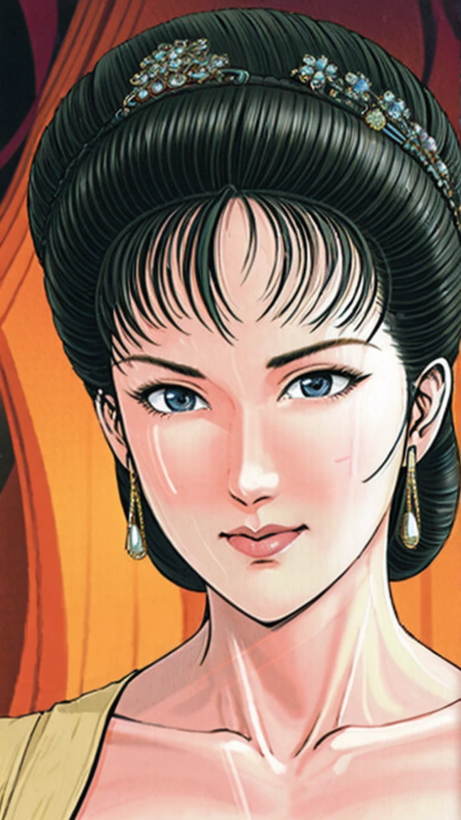(best quality), (very aesthetic), (ultra-detailed), (best illustration),(a mature female),(NSFW),(perfect face),Suikoden,Mrs. Lin,((full_nude)),red cheek,sweating,skinny,chinese traditional bed room,lying on the bed,resting the back of the head on the pillow,first person view,From above