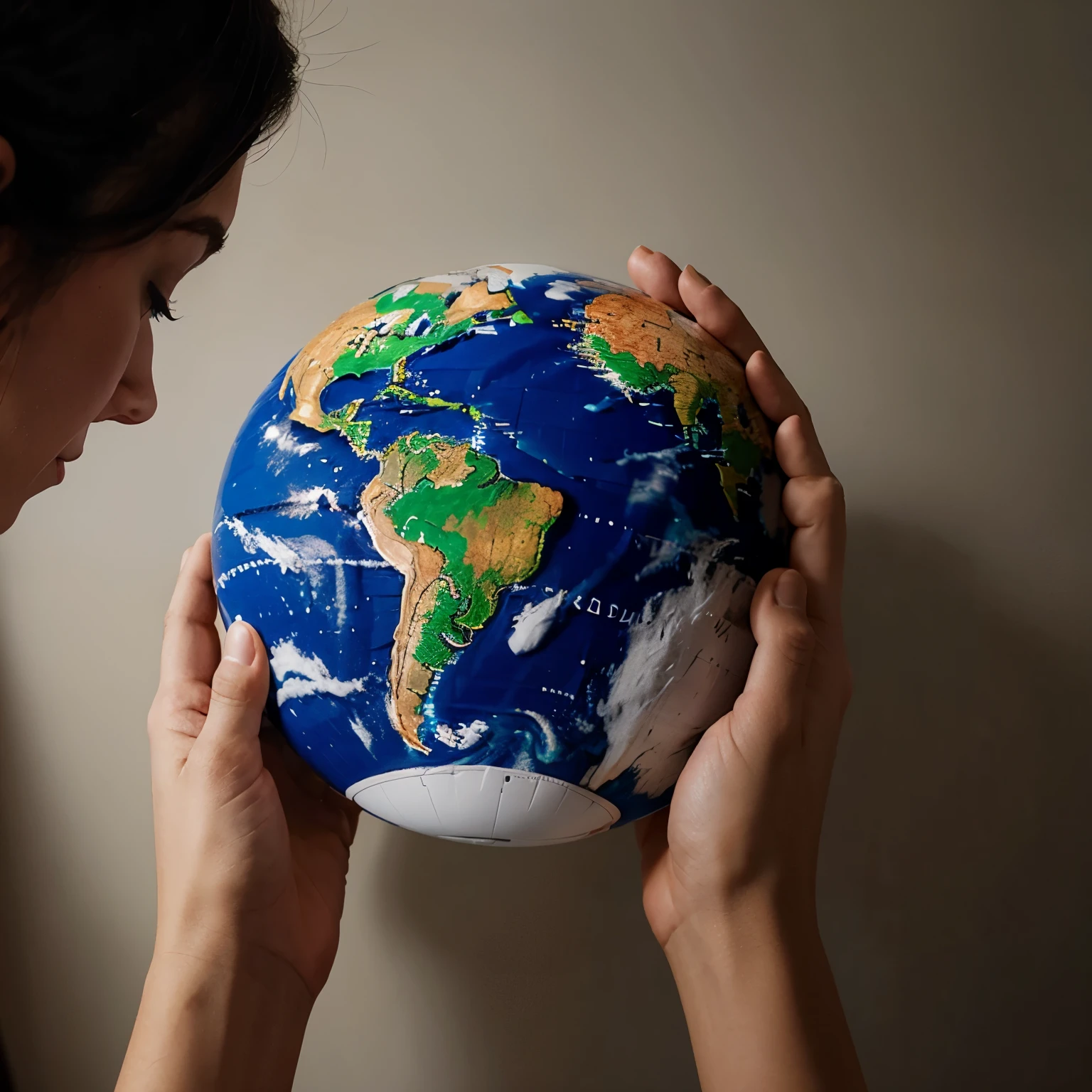 Woman holding the world in her hands in drawing