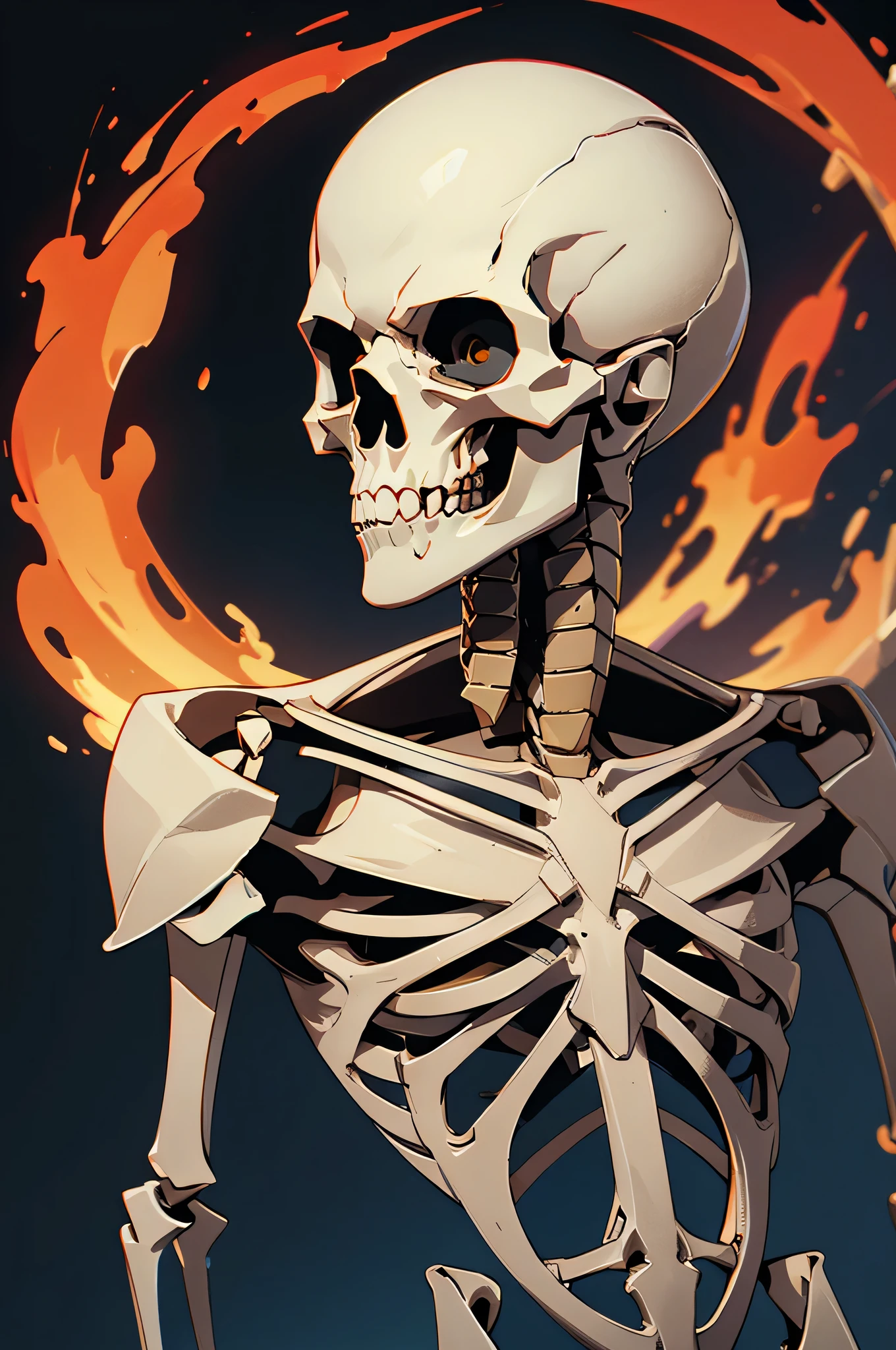 human skeleton, full bones, no humanoids, dark background, jaw open, skull, bones, full