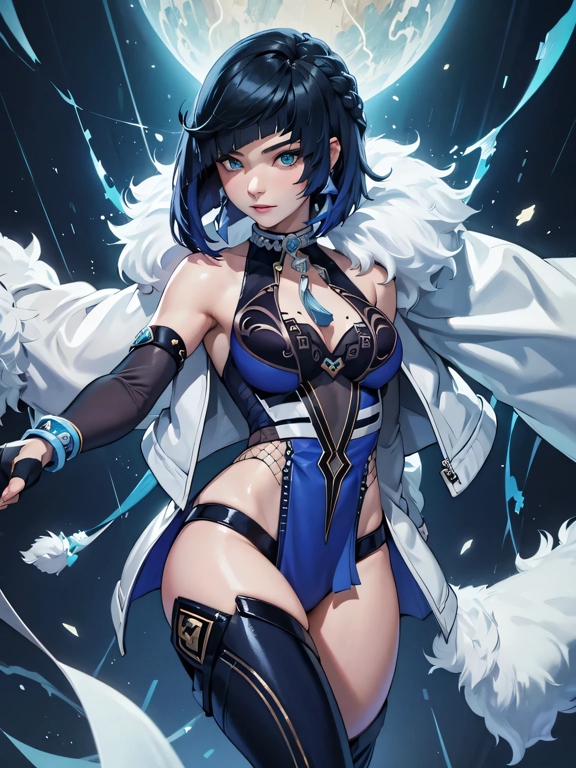 [yelandef]:1.5,((masterpiece,highest quality,Detailed images,Beautiful images)):1.4(1girl,solo)(Yelan&#39;s full body image,smile、Beautiful body lineedium beauty breasts、Beautiful side breasts):1.1(Sunset、grassland):1.2
