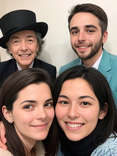  group of  Karaite Jewish friends gathered, photo on characters face.