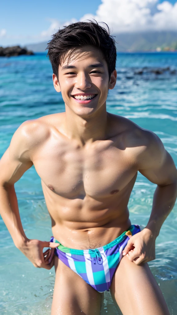 male　Age 18 swimwear hawaii lifesaver smile