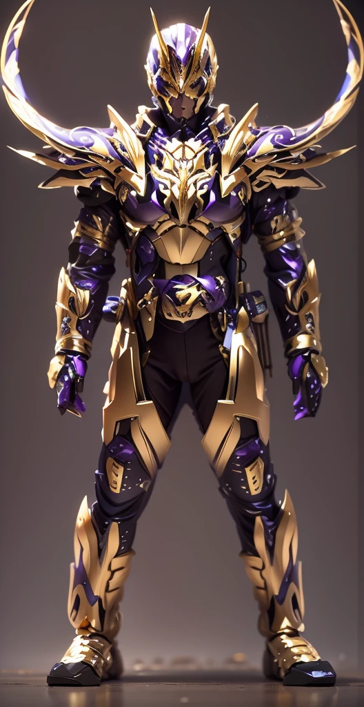 The color changes to gold and purple，Some gold and purple（Ensure its layering and armor texture，Gold as the main color，Purple as a secondary hue，There are more purple spots on the legs）