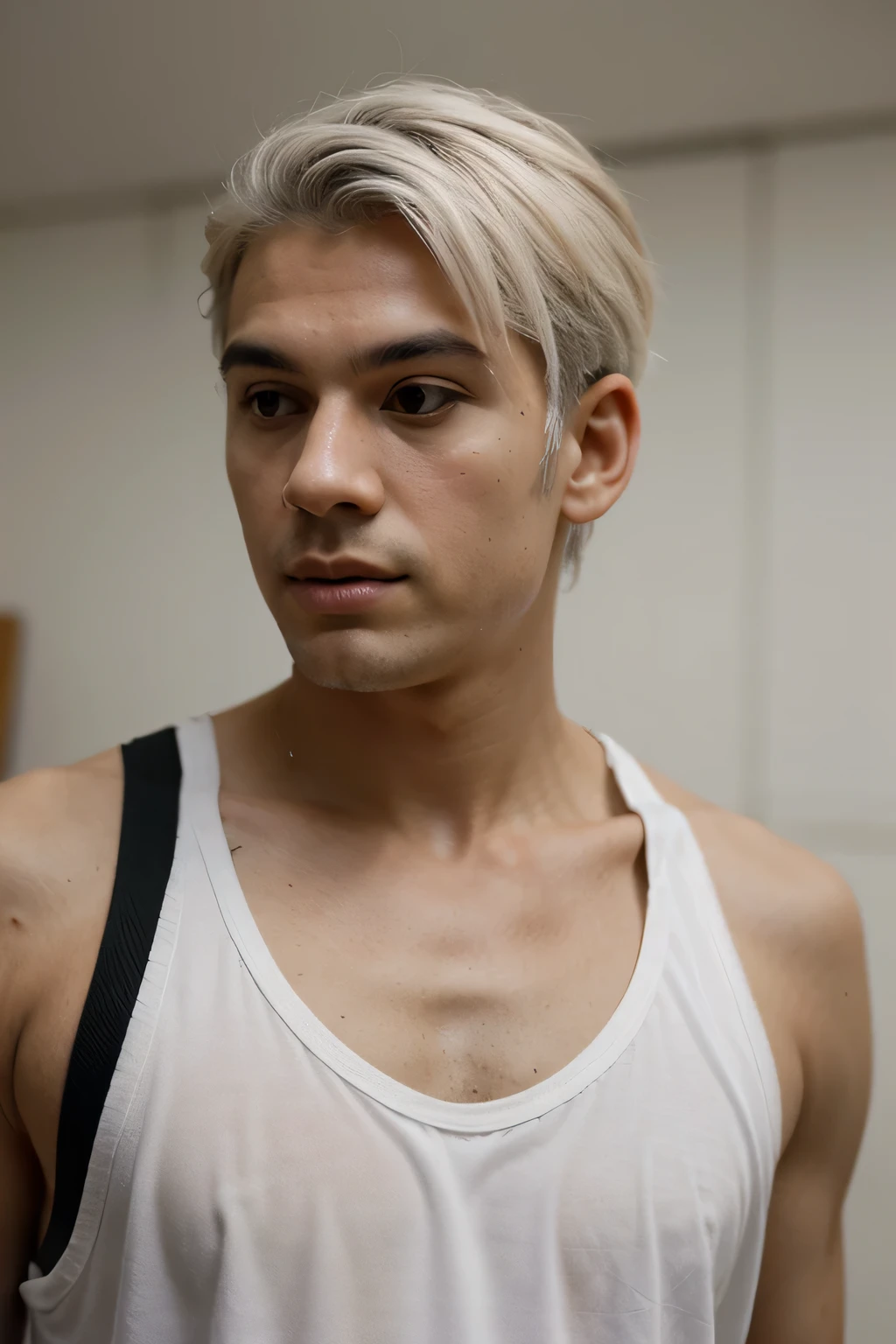 ((melhor qualidade)), ((Obra de arte)), (detalhado), a man with a coupon mark on his neck with white hair, jogando basquete