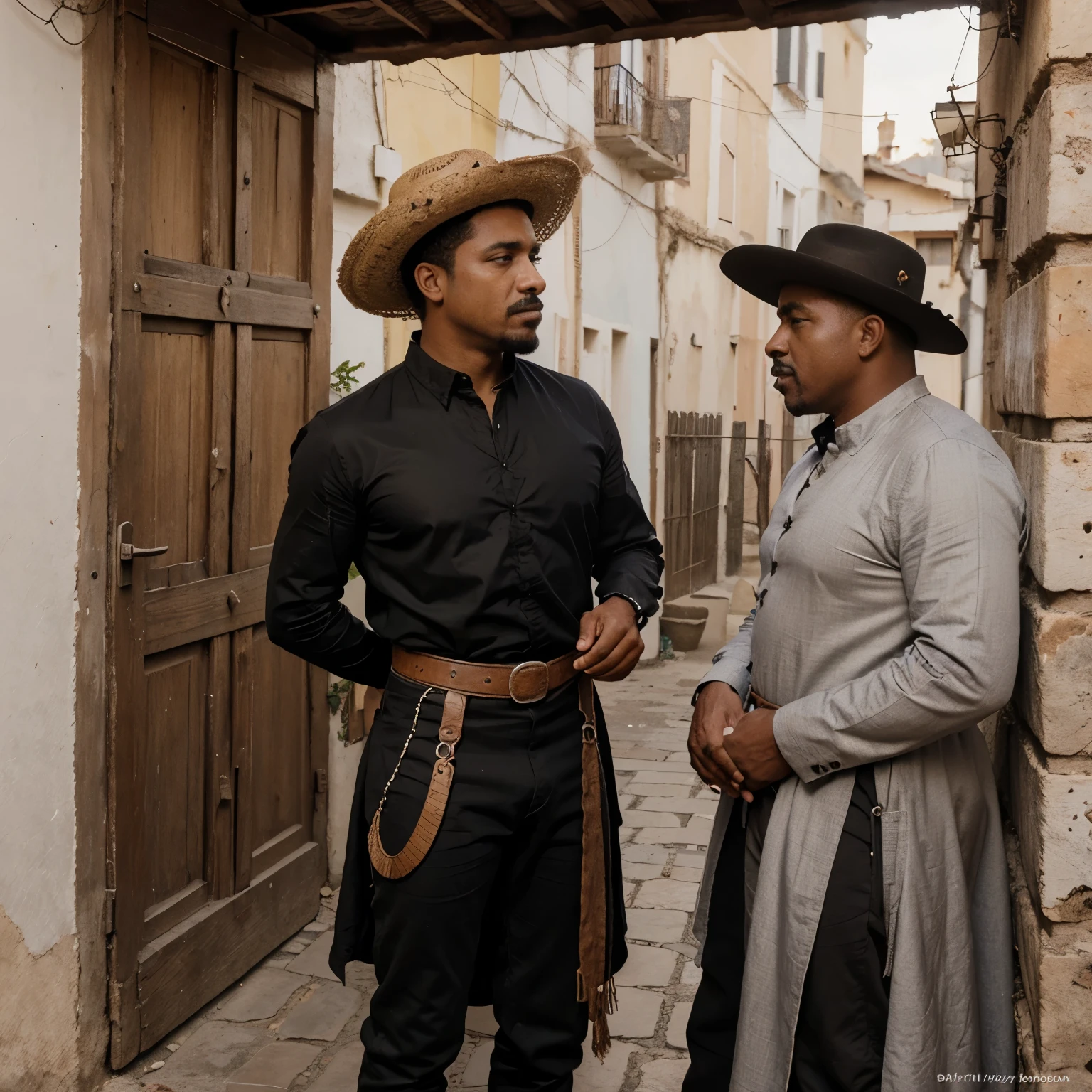  Primera imagen de un comic del charro negro en donde ocurre lo siguiente: Ramón talking to Pedro about his problems and the legend of El Charro Negro.