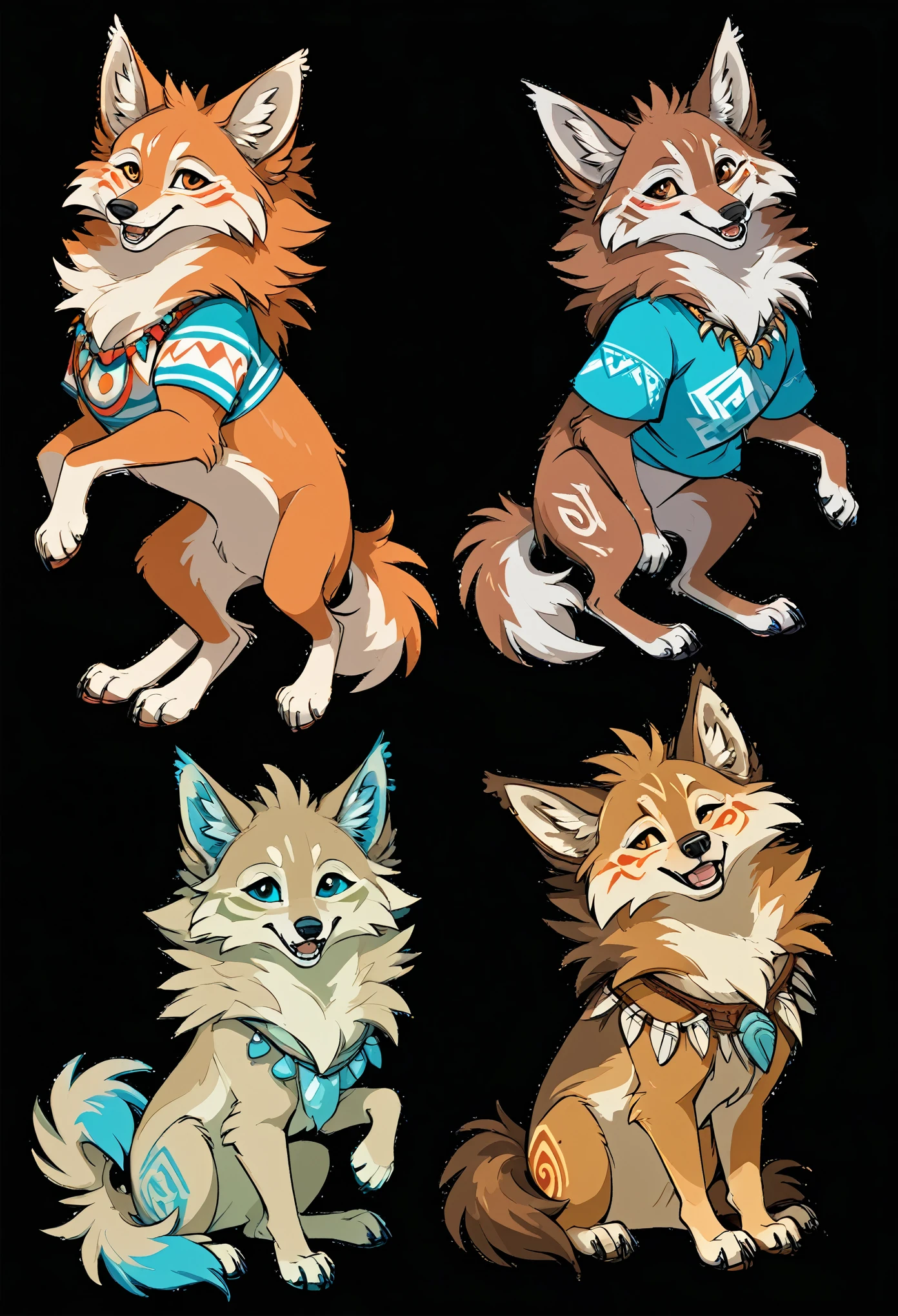 8k, Tribal Spirit animals, A t-shirt design inspired by tribal art and folklore, featuring intricately detailed spirit animals such as wolves, The design incorporates geometric patterns and bold linework to create a striking and powerful composition, white background,