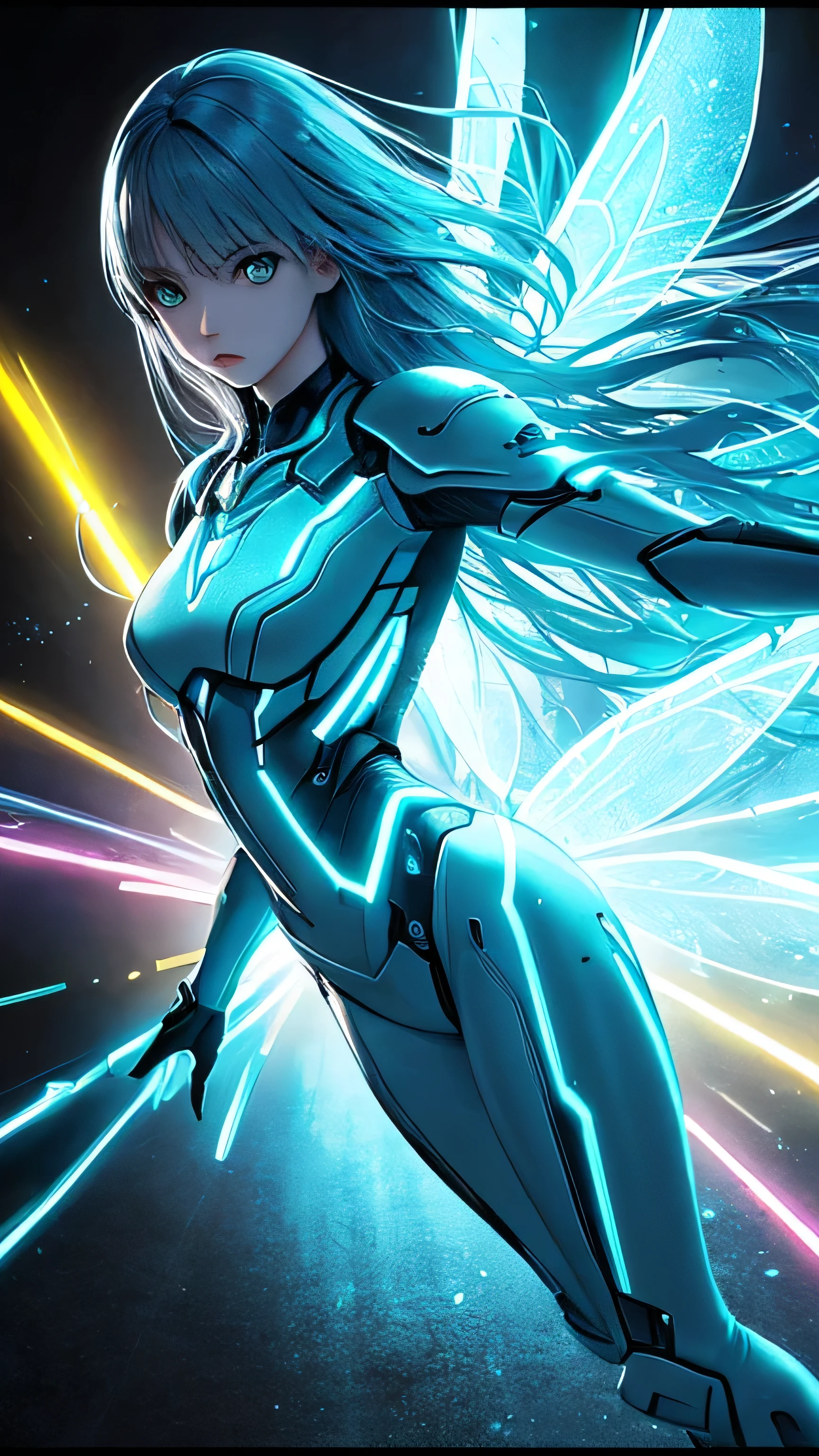 《The surface painting is intact》neon lights、Super detailed、Fairy tale lighting、Realism、Bright colors、light dose、HDR production 、The body frame is framed by colorful neon lights。This is a special move.!