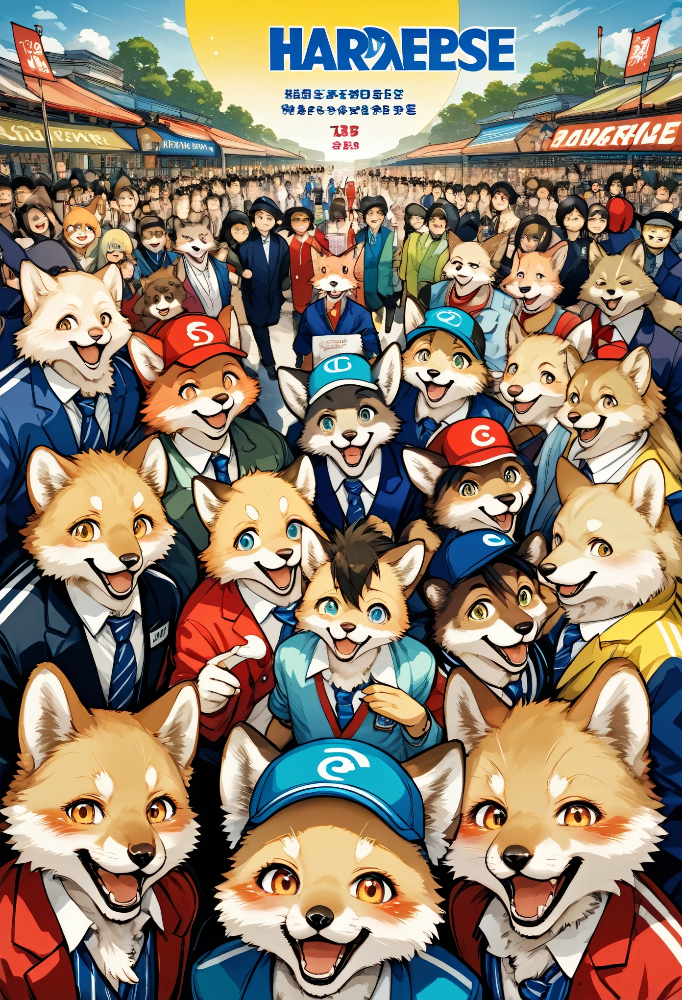 cover_page, super high resolution, detailed background, World Heritage Site, 6+boys, 6+girls, Happy, joyful, absurdres(Photos of solo travelers)(kemono, furry anthro),