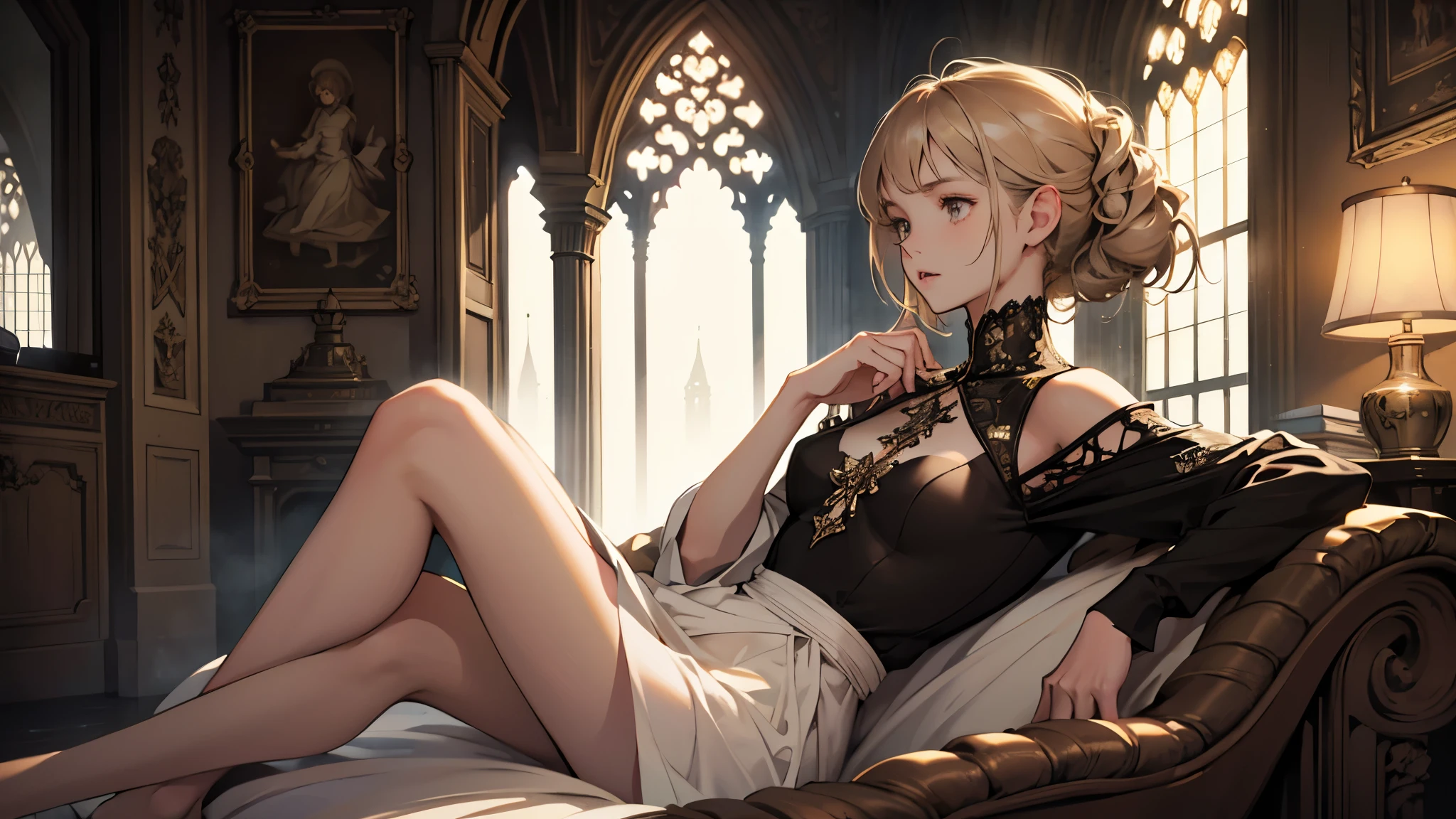 masterpiece, ultra detailed, 8K Portrait, Raw photo, a portrait photo of girl, Highly detailed face, beautiful and meticulous eyes, ((Fantasy)), 10 year old, young girl, little, dark blonde short hair, brown eyes, Kind face, skinny, (clean white one-piece dress) Fluttering in the wind, ((bare foots)), Midday Sun, Hyper realistic, in a medieval castle, Ambient lighting, Shadow details , strong breeze, Light fog