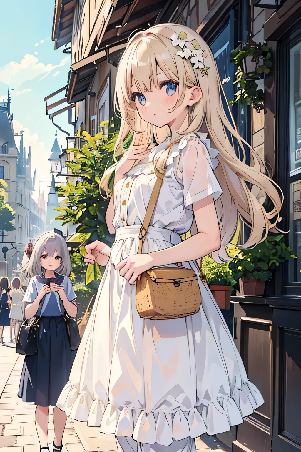 highest quality、High resolution、Detailed Background、(Beautiful face in every detail:1.4)、Anatomically correct、(Draw the correct number of fingers:1.2)、(Detailed facial expressions)、(Detailed eyes:1.2)、Beautiful girl in her 20s、(Highly detailed face:1.4)、cute hair color、cute hairstyle、Wavy Hairstyle、well-groomed eyebrows、cute eye makeup、Cute Lip Makeup、cute gesture、Paris in the Summer、
(Three beautiful girls enjoying French sweets in a cute cafe:1.5)、
Afternoon tea at a cafe、A moment of elegance in a stylish store、
Walking at the Sacré Coeur、A cute photo with a white building in the background、It's nice to stroll around the temple area、
Viewing art at the Louvre、Take a photo surrounded by art in front of world-famous masterpieces、Creates an intelligent and sophisticated atmosphere、
Chiffon blouse、Linen shirt、Camisole etc. White、blue、Refreshing colors such as beige give a mature look.、It's also good to add feminine details such as tiers and ruffles.、
Wide-leg trousers、Culottes skirt、Linen pants etc.、Knee-length or midi-length skirts can give off a mature, feminine vibe.、Denim shorts and culottes are also cute and summery.、
The perfect camisole dress for summer、Short sleeve dress、I-line dresses and other cool materials such as linen and cotton are fashionable、We recommend elegant prints such as small floral patterns and stripes.、
Sandals、It is also good to add elegant gold or silver accessories such as a basket bag.、
The balance of a cool silhouette and elegant details brings out the feminine charm of a grown-up.、
We recommend adding a trendy touch with accessories and small items.、
The overall color scheme is unified to create a mature look.、cute