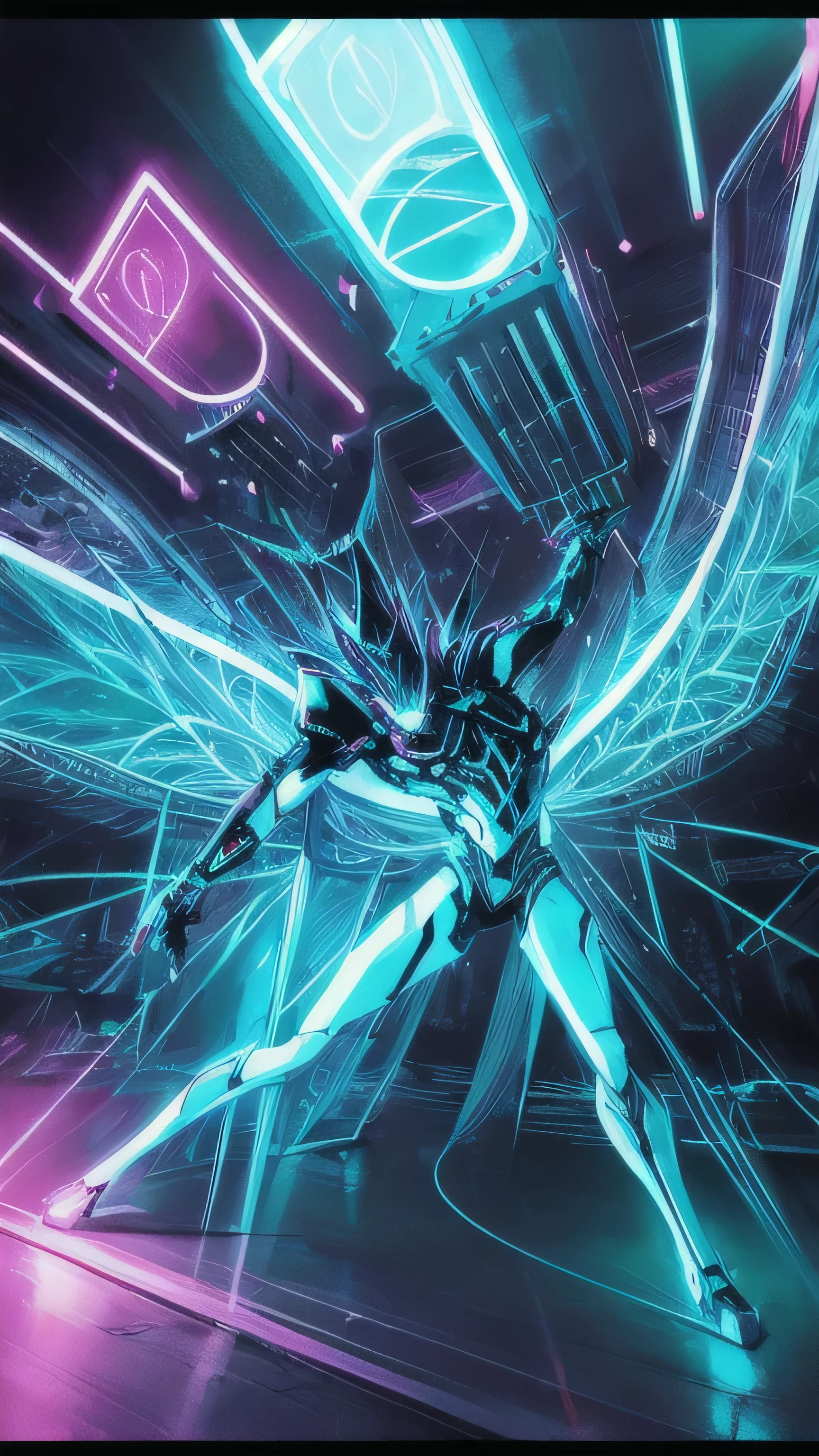 《The surface painting is intact》neon lights、Super detailed、Fairy tale lighting、Realism、Bright colors、light dose、HDR production 、The body frame is framed by colorful neon lights。This is a special move.!