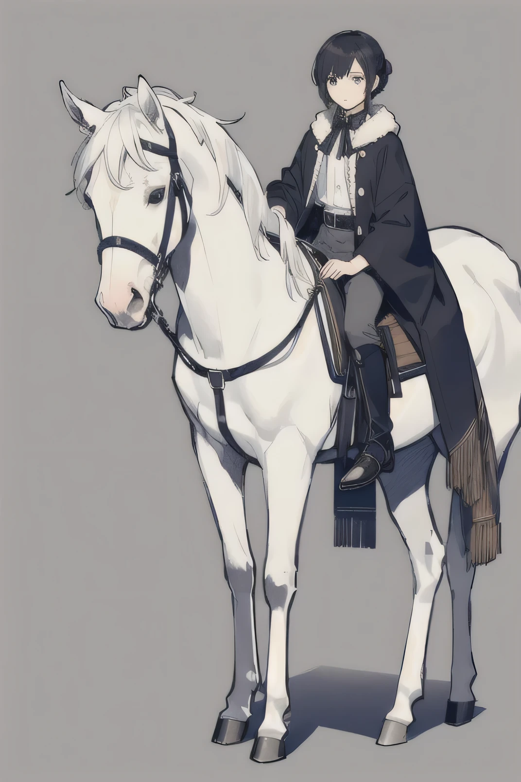 Pony,Q version of little white horse,Full body standing,animal,Blank Background