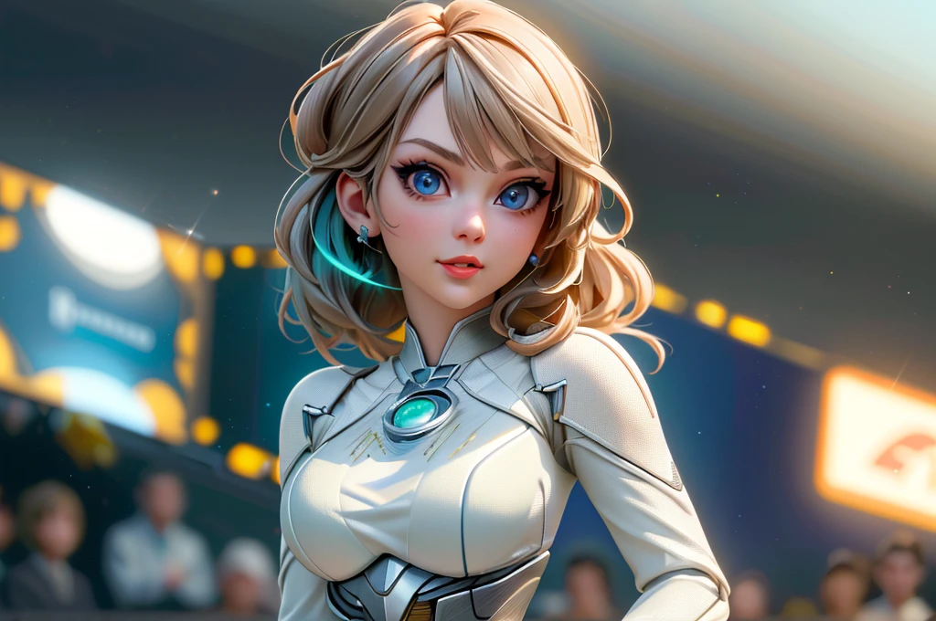 a cute woman,1girl,beautiful detailed eyes,beautiful detailed lips,extremely detailed eyes and face,longeyelashes,sensual cosplay,Buzz Lightyear,heroic musical space saga,buzz defeating robots,stage weapons,Pixar,photo-realistic:1.37,(best quality,4k,8k,highres,masterpiece:1.2),ultra-detailed,(realistic,photorealistic:1.37),vivid colors,studio lighting,sharp focus,physically-based rendering,extreme detail description,professional