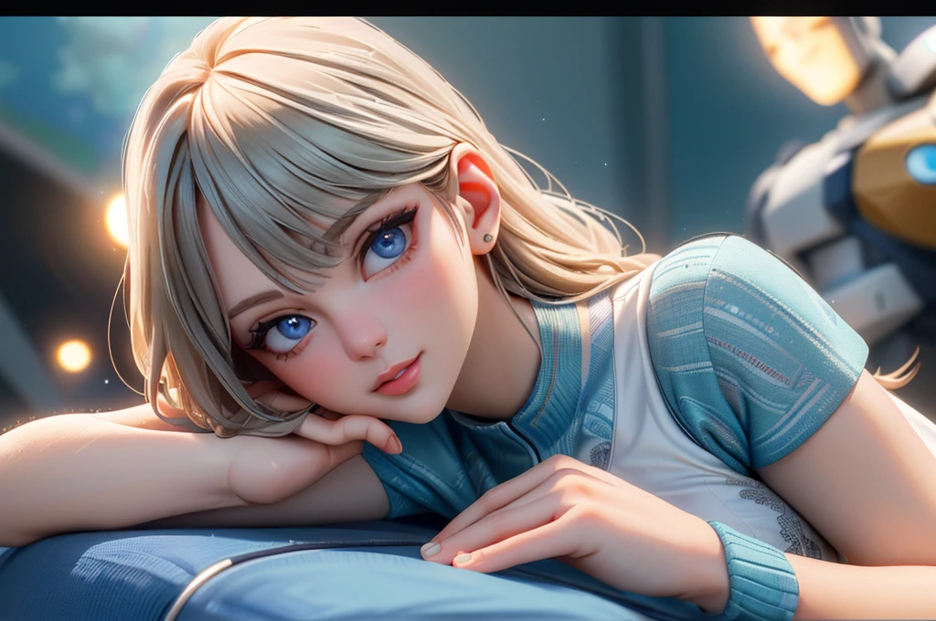 a cute woman,1girl,beautiful detailed eyes,beautiful detailed lips,extremely detailed eyes and face,longeyelashes,sensual cosplay,Buzz Lightyear,heroic musical space saga,buzz defeating robots,stage weapons,Pixar,photo-realistic:1.37,(best quality,4k,8k,highres,masterpiece:1.2),ultra-detailed,(realistic,photorealistic:1.37),vivid colors,studio lighting,sharp focus,physically-based rendering,extreme detail description,professional