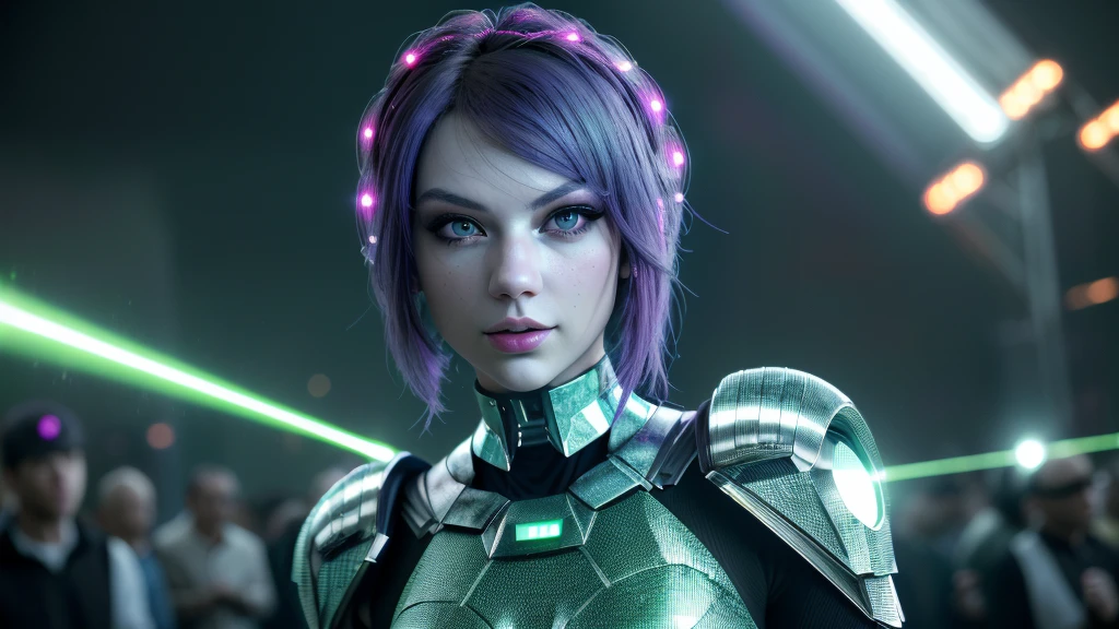 (a cute woman(t4yl0rsw1ft),1girl,beautiful detailed eyes,beautiful detailed lips,extremely detailed eyes and face,longeyelashes,sensual cosplay (include laser gauntlets and retractable head dome), cosplaying Buzz Lightyear),heroic musical space saga,buzz defeating robots,stage weapons, photo-realistic:1.37,(best quality,4k,8k,highres,masterpiece:1.2),ultra-detailed,(realistic,photorealistic:1.37),vivid colors,studio lighting,sharp focus,physically-based rendering,extreme detail description,professional
