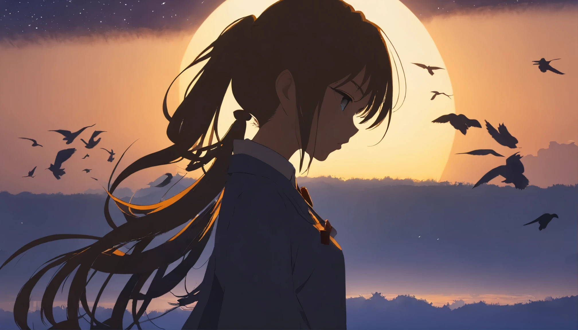 (Silhouette Art,Decoupage:1.6)
(((Decoupage艺术,只有黑色存在of世界:1.3)
1 girl,独自of,
Straight Hair(Long hair女孩,contour:1.2),白色of, 清澈美丽of面容,黑色of 、Full moon behind,Long hair,Hair breaking off very long
(of 红色of:6.1)
带纹理of玻璃背景,