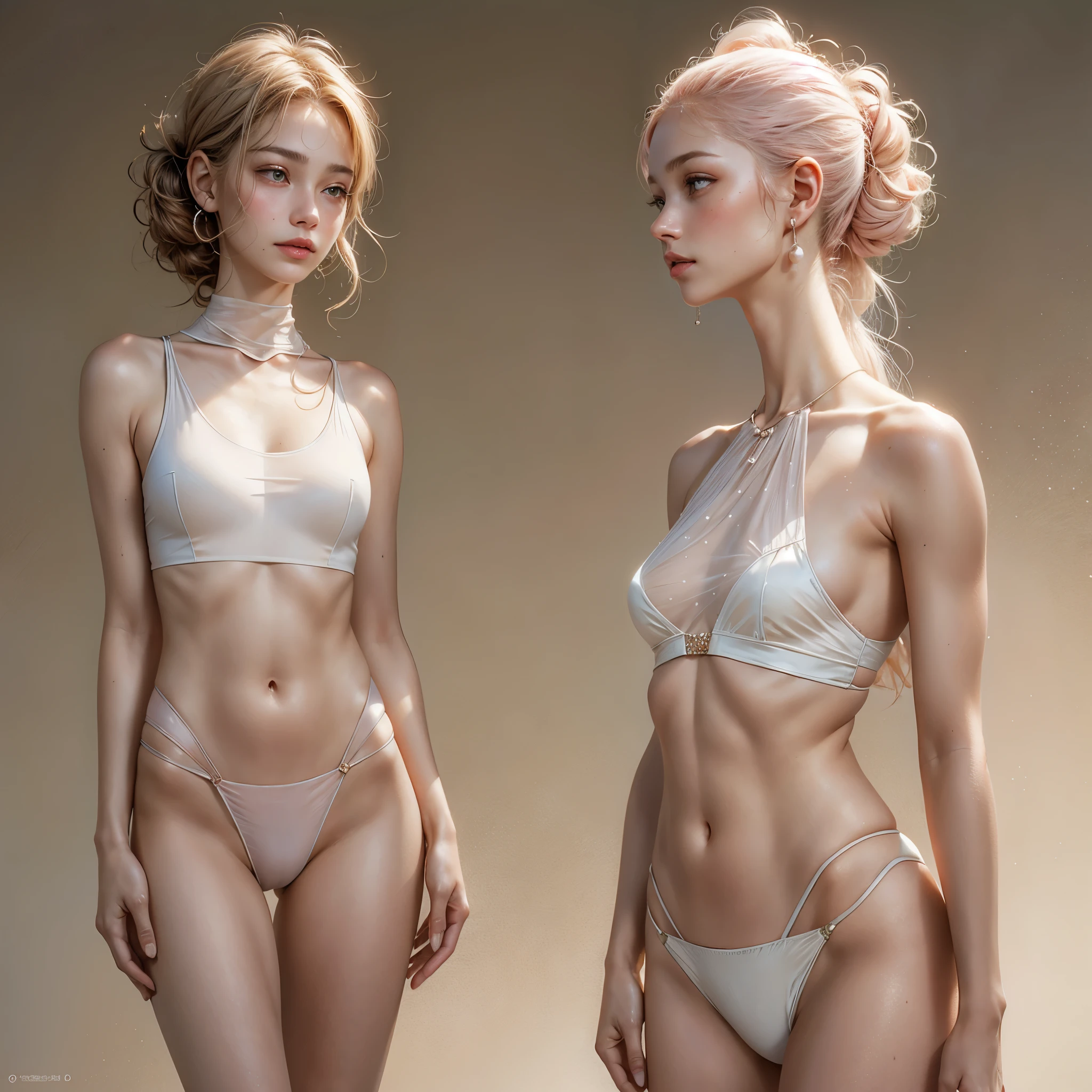 Nude age
(RAW: 1.6), (Realistic: 1.8), (Clarity: 1.6), (One female), 15 years, ((Height: 1.7)), ((Thinness: 0.9)), ((Tone: pale pink)),
((Skin: flawless, youthful, soft, smooth)), (Real pores, textured skin, no imperfections), (using pearls, emerald, amber,),
(dynamic hair, loose ponytail, frizzy curls, short bangs), sweat dripping throughout, shiny skin, glowing skin, radiant, eyes looking away,
