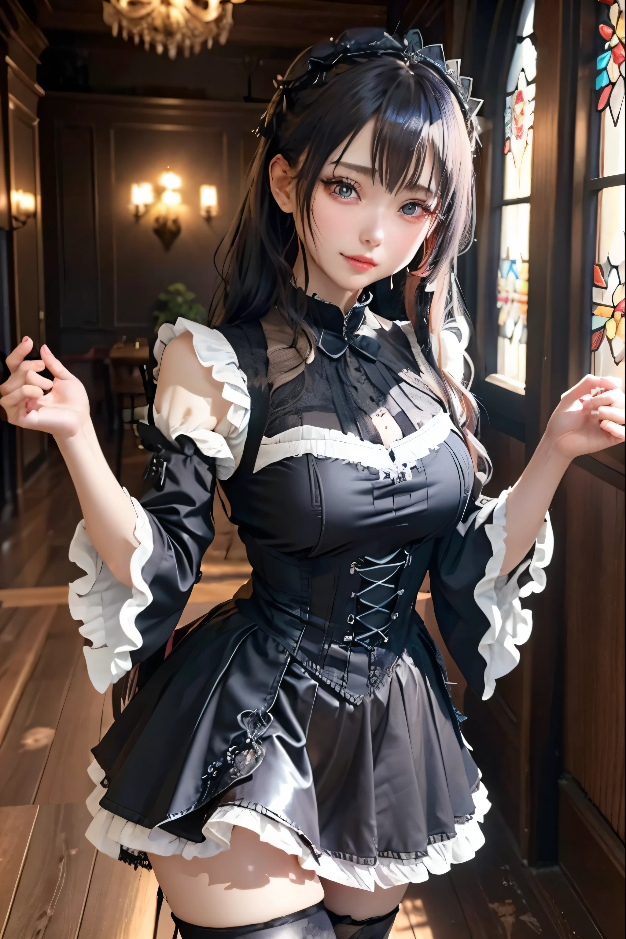 Hard Dark Gothic Makeup、Deep Night Sky、Horror、Black dark eyeshadow、cry、sad、Good skin radiance、Dark Gothicメイク、Dark smile、palace、The beauty of fragrance、24-years-old、Expressions of intense sexual pleasure、Embarrassed look、Dark Gothic、Obscene language、highest quality、Drunk face、紫のMaid clotheysterious、Noble、sexy、Loving smile、Twin tail hair、Right blue eye, Left eye is red、Platform Heel Shoes、Heavy makeup、Gothic Lolita Clothing、A little slimmer、Silver Hair、Long Hair Straight Hair、Cute Gothic Lolita Dress、Beautiful Face、elegant features、Fascinating face、Stained glass is the background、Chest glistening with sweat、The room is dark、goth long dress、Bell Sleeves、Wizard Sleeve、Decadent look、Sexually excited expression、Glossy thighs wet with water、Thighs that are wet and shiny with oil、Background of a room full of roses、sad expression、Rose Maiden、The embroidery is pink、The dress has pink embroidery、Thigh-high socks、Knee-high socks、Gentle expression、Dark black eyeshadow、Stained glass and rose background、Female Duo、Female couple、dark church background、Stained glass、Black metal world、Dark Castle、Dark Room、Slender body、upright、walk、Are standing、gothic long dresaid clothes、Victorian dresses、Her thighs glisten with sweat、My body is wet and shiny、Lots of glitter on the thighs、sweating、My thighs are sticky from sweating、Sweat glistens on the thighs, The whole body is sweaty and shiny、Quite sweaty、My thighs are sweaty、My thighs are so wet、My thighs are shining with sweat、A lot of sweat glistens all over the body、The thighs are the best、Thighs are glamorous、Small breasts、Playing guitar、Singing while playing the guitar、les paul guitar、Holding a guitar、Playing in a band、Playing guitar chords、