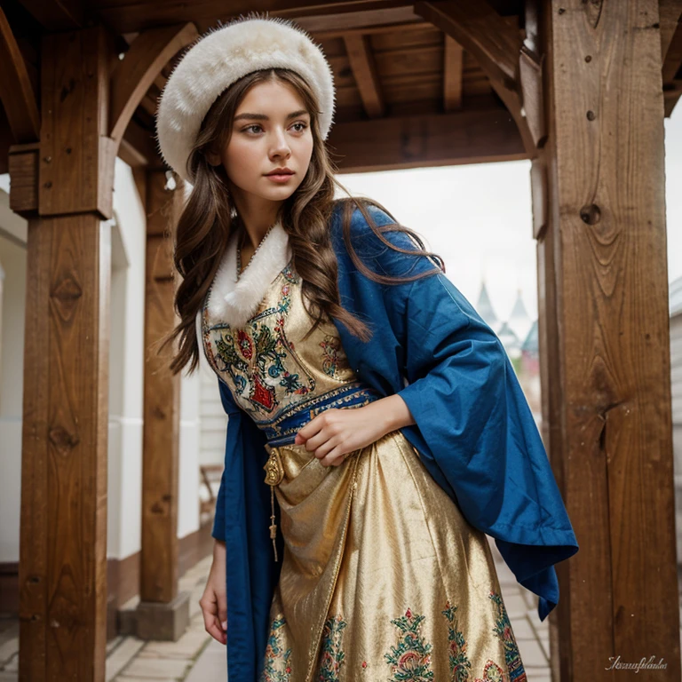 Beautiful woman, 21 years Russia 🇷🇺 , russian ethnicity, dressed in traditional clothing slavic style 
