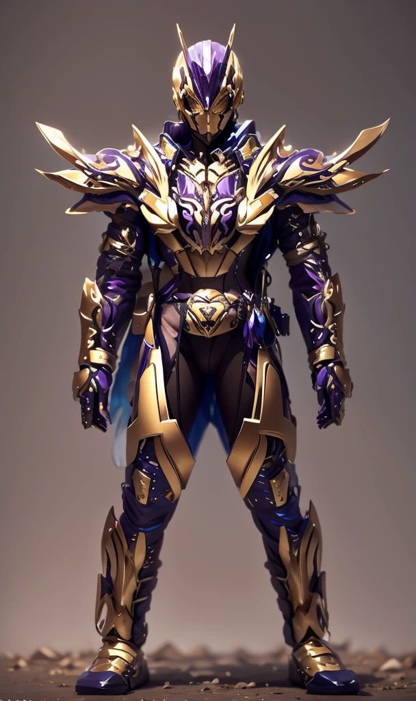 The color changes to gold and purple，Some gold and purple（Ensure its layering and armor texture，Gold as the main color，Purple as a secondary hue，More purple spots on the legs）