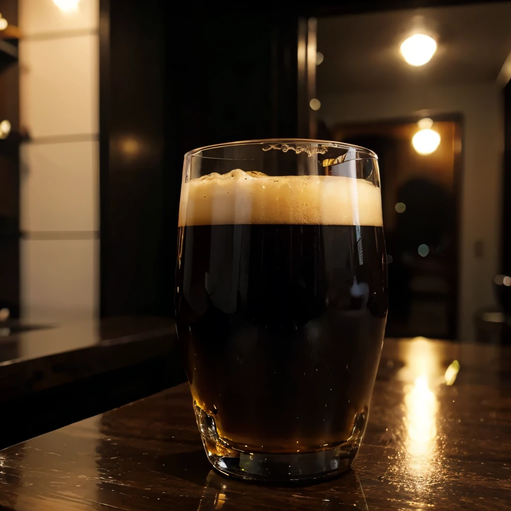 Black beer in a glass