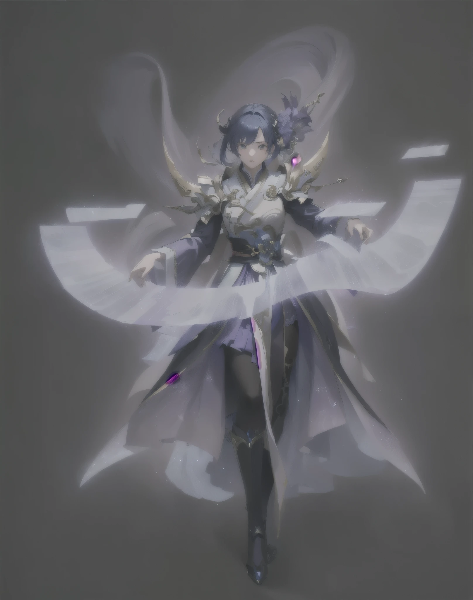 Wearing a purple cloak、Anime characters in blue dresses, heise jinyao, drawn in mystical style, Mysterious art style, Hero 2D Fanart Art, Keqing from genshin impact, Zhongli in Genshin, hero character art, Inspired by Yang Jin, A human male paladin, Genshin Impact Characters, Inspired by Shen Zhou