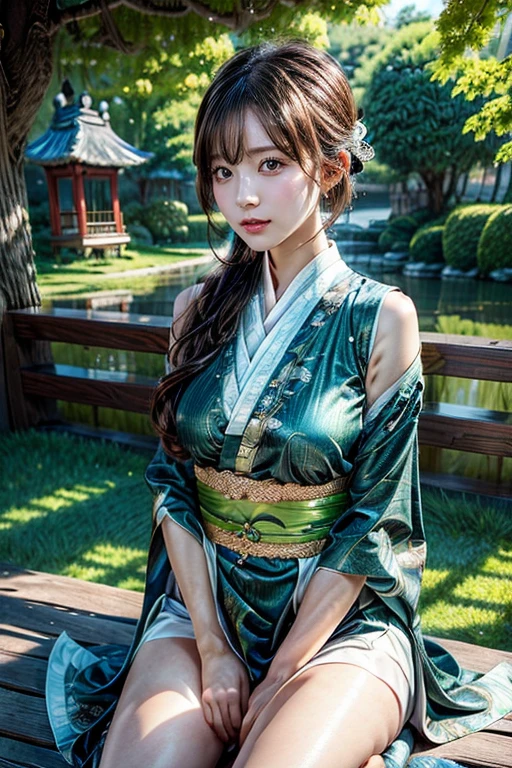 UHD, anatomically correct, textured skin, best quality, 8k,Canon, Canon, foreshortening,Cubist Futurism, modern, Realism, Contemporary art, Action painting,drop shadow, blending、Small Breasts, Svelte Body、(masterpiece:1.2, highest quality), (Realistic, photoRealistic:1.4),Ancient Chinese beauty lying on a tree trunk、Dressed in flowing tulle、Lightweight yarn、Graceful appearance、Chinese ancient clothing、lazy posture、Raise one knee and open your legs、Wicker Swing、Ink painting style、blank、free-hand、Blue-green、masterpiece、Ultra dense、narrative poetry synthesis、high resolution、highest quality、4k